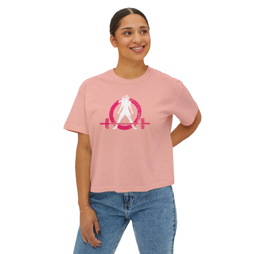 Women's Boxy Tee - Color Distressed Inverted Logo Front