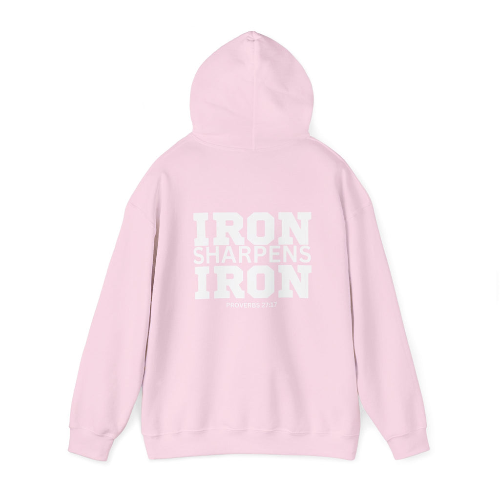 Iron Sharpens Iron - Unisex Heavy Blend Hooded Sweatshirt - White Print on Front & Back