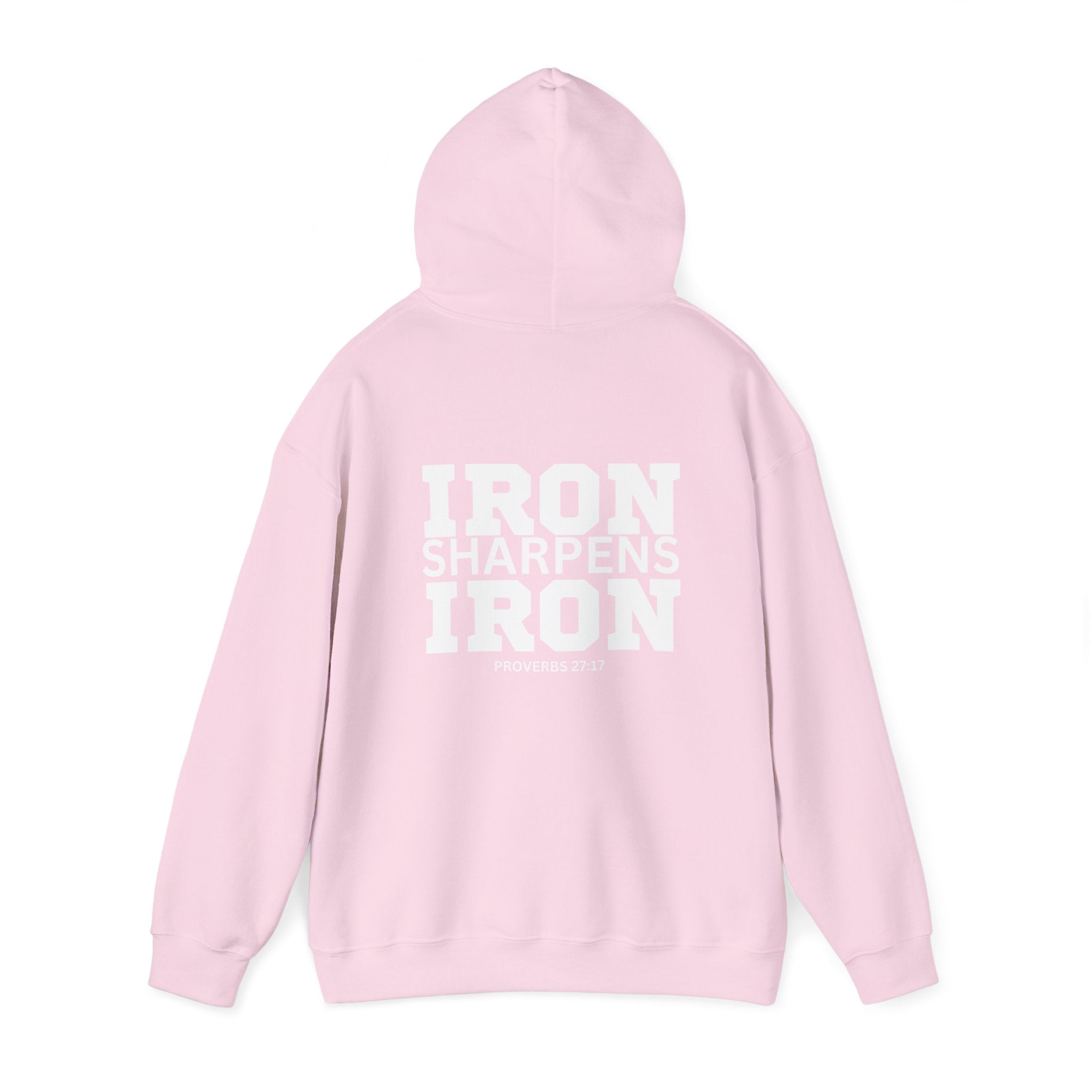 Iron Sharpens Iron - Unisex Heavy Blend Hooded Sweatshirt - White Print on Front & Back