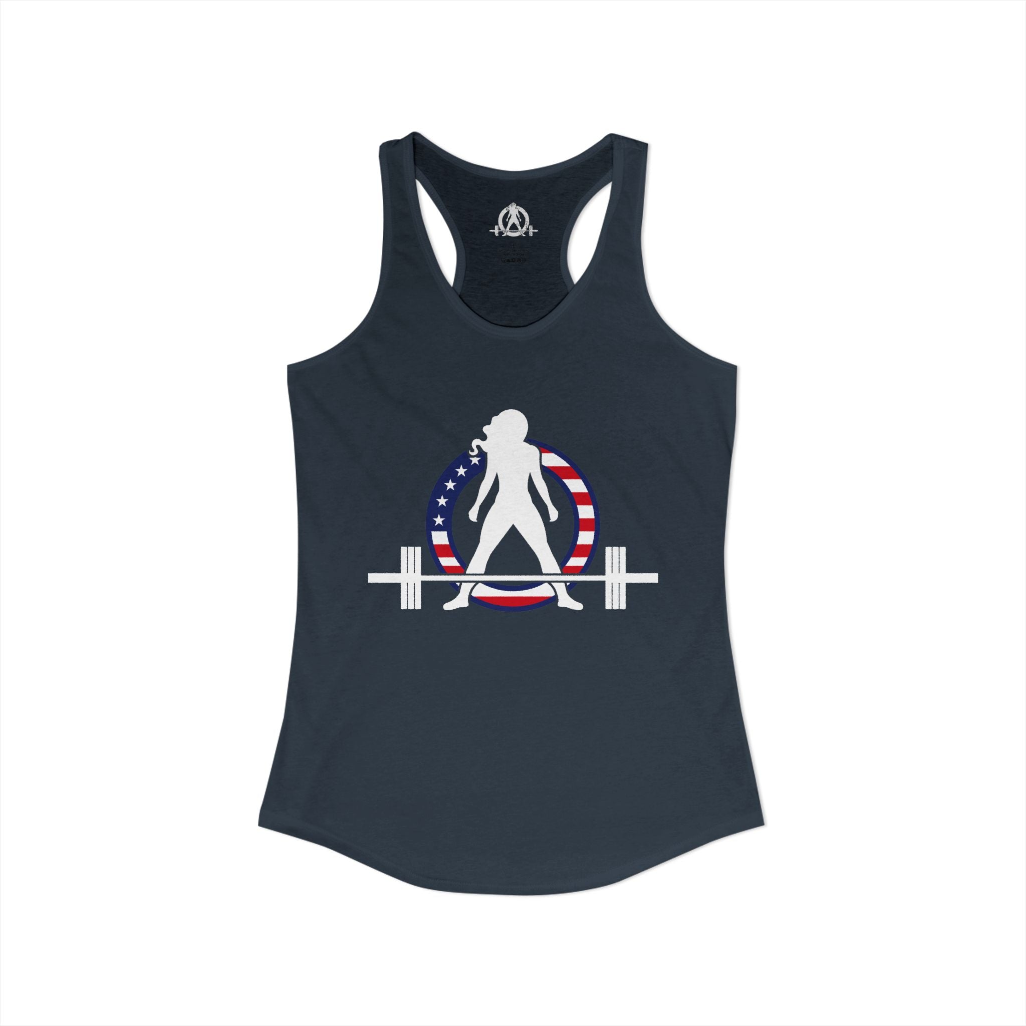 WWLW USA Logo - Women's Ideal Racerback Tank - USA Dark Light - Plain Back