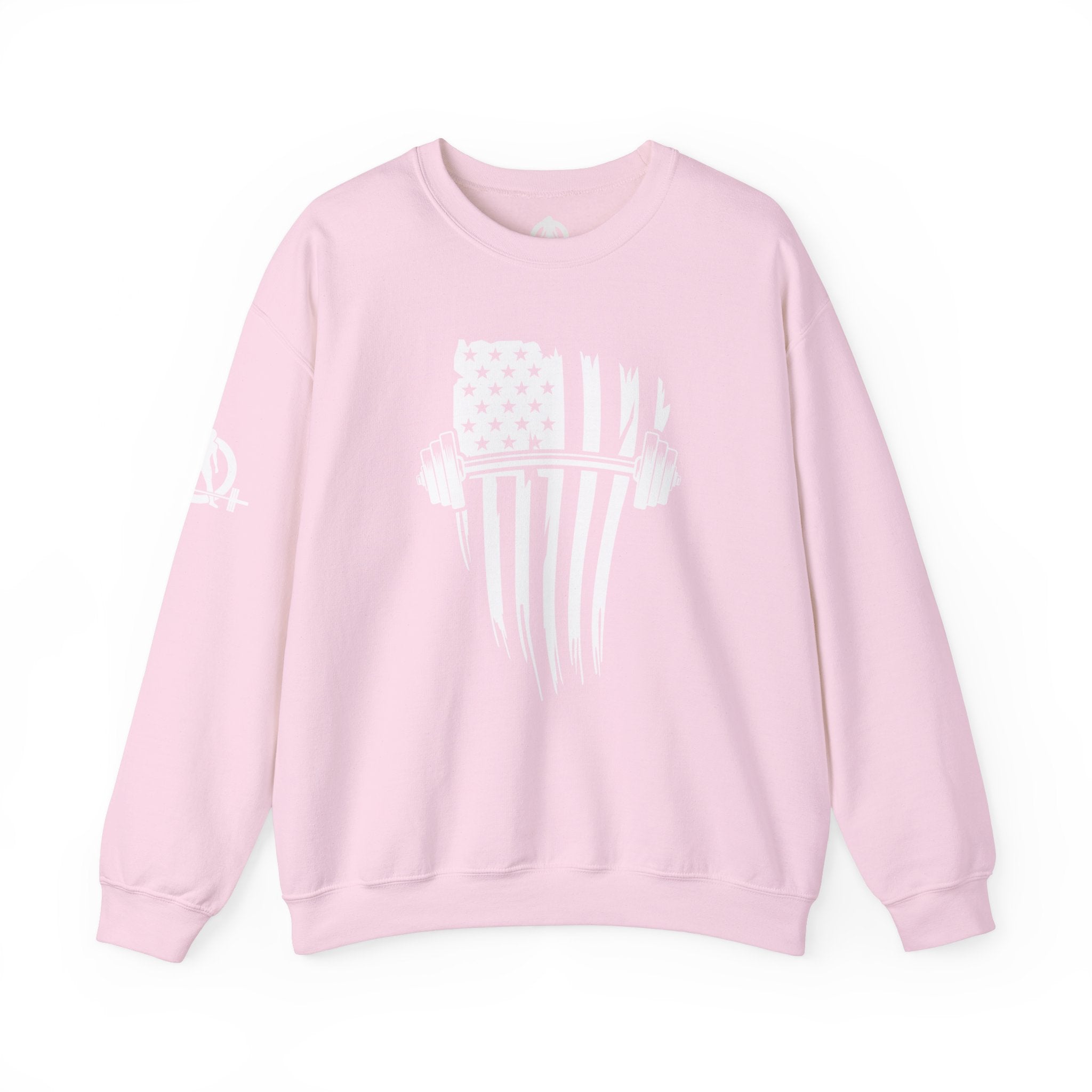 USA Barbell - Unisex Heavy Blend™ Crewneck Sweatshirt - White Logo