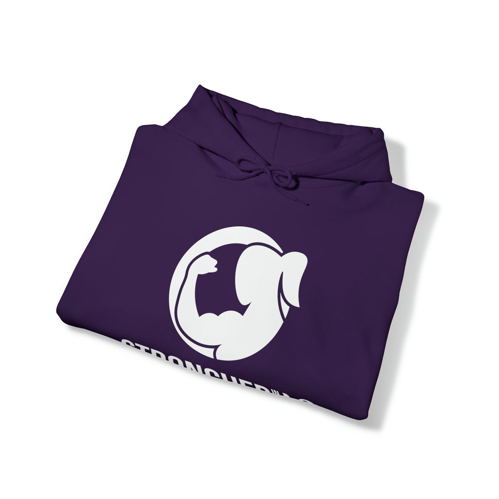 Strong Her in 42 - Classic Logo White - Unisex Heavy Blend Hooded Sweatshirt