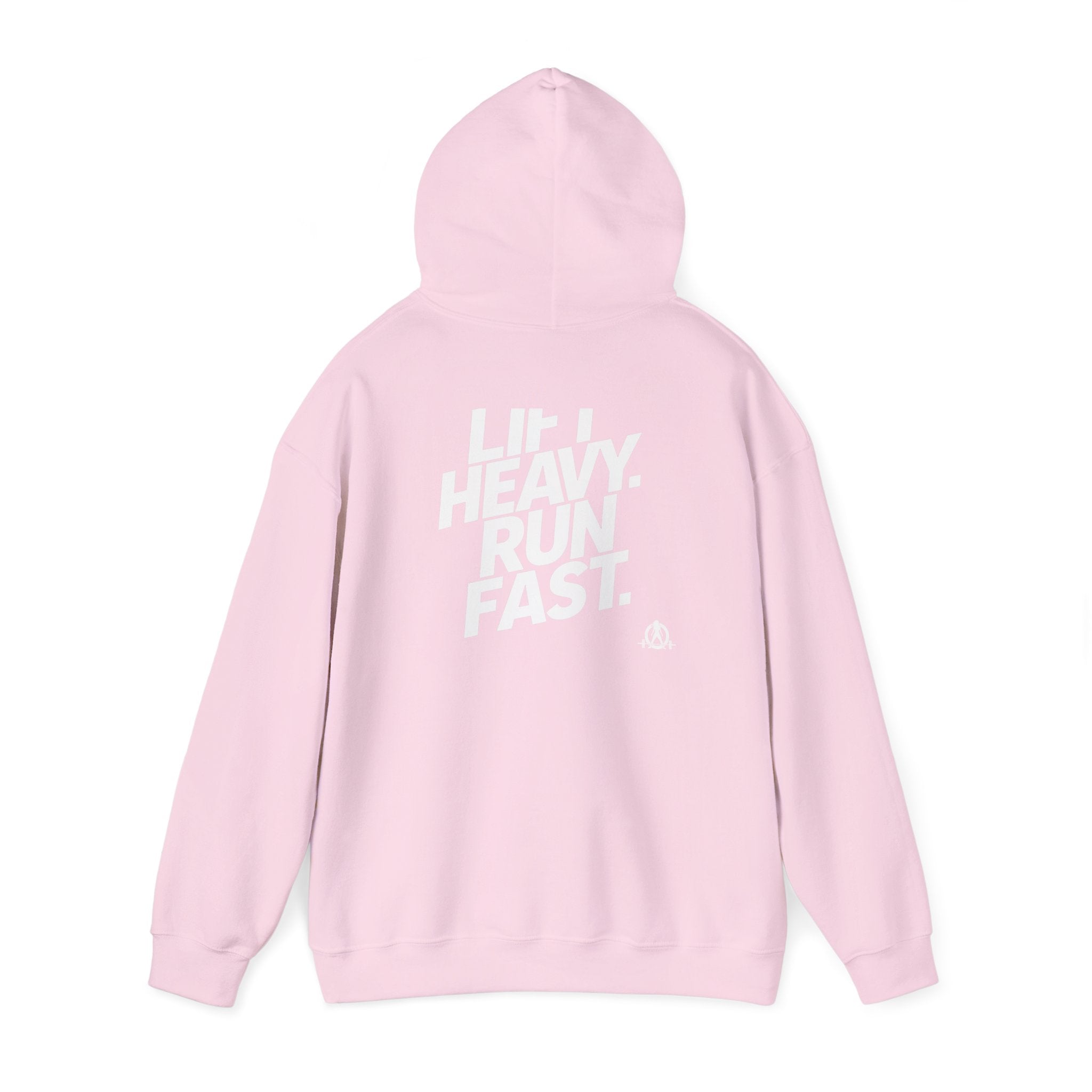 Lift Heavy Run Fast - Unisex Heavy Blend Hooded Sweatshirt - Front White & Back Logo