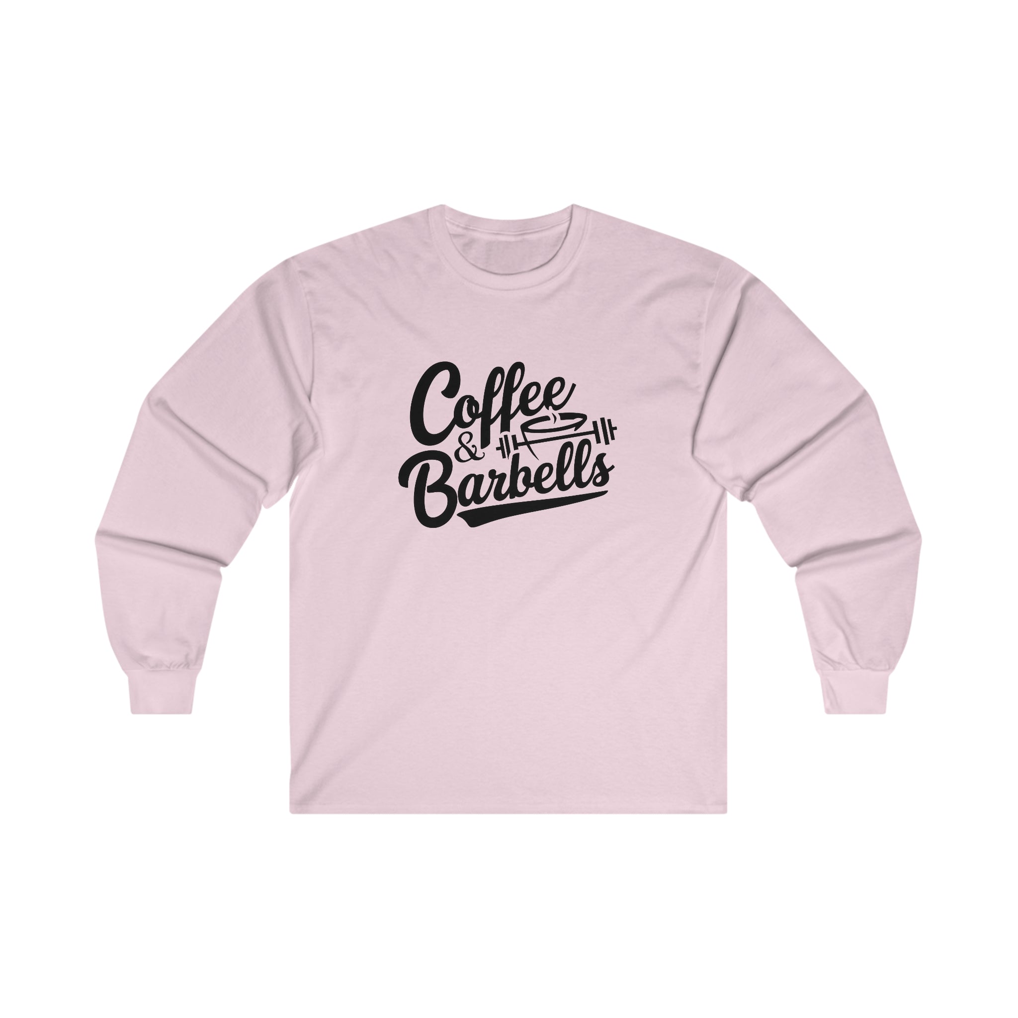 Coffee & Barbells - Unisex Ultra Cotton Long Sleeve Tee - Black Front Logo Plain Back