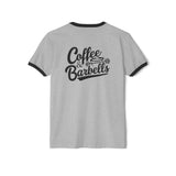 Coffee & Barbells  - Unisex Cotton Ringer T-Shirt - Black Logo Front & Back