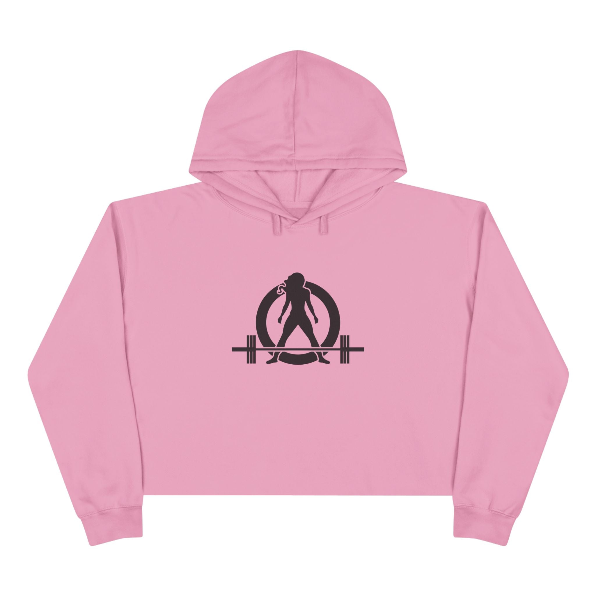 Empowered Crop Hoodie – For Strong Women Who Lift - Black Classic Logo