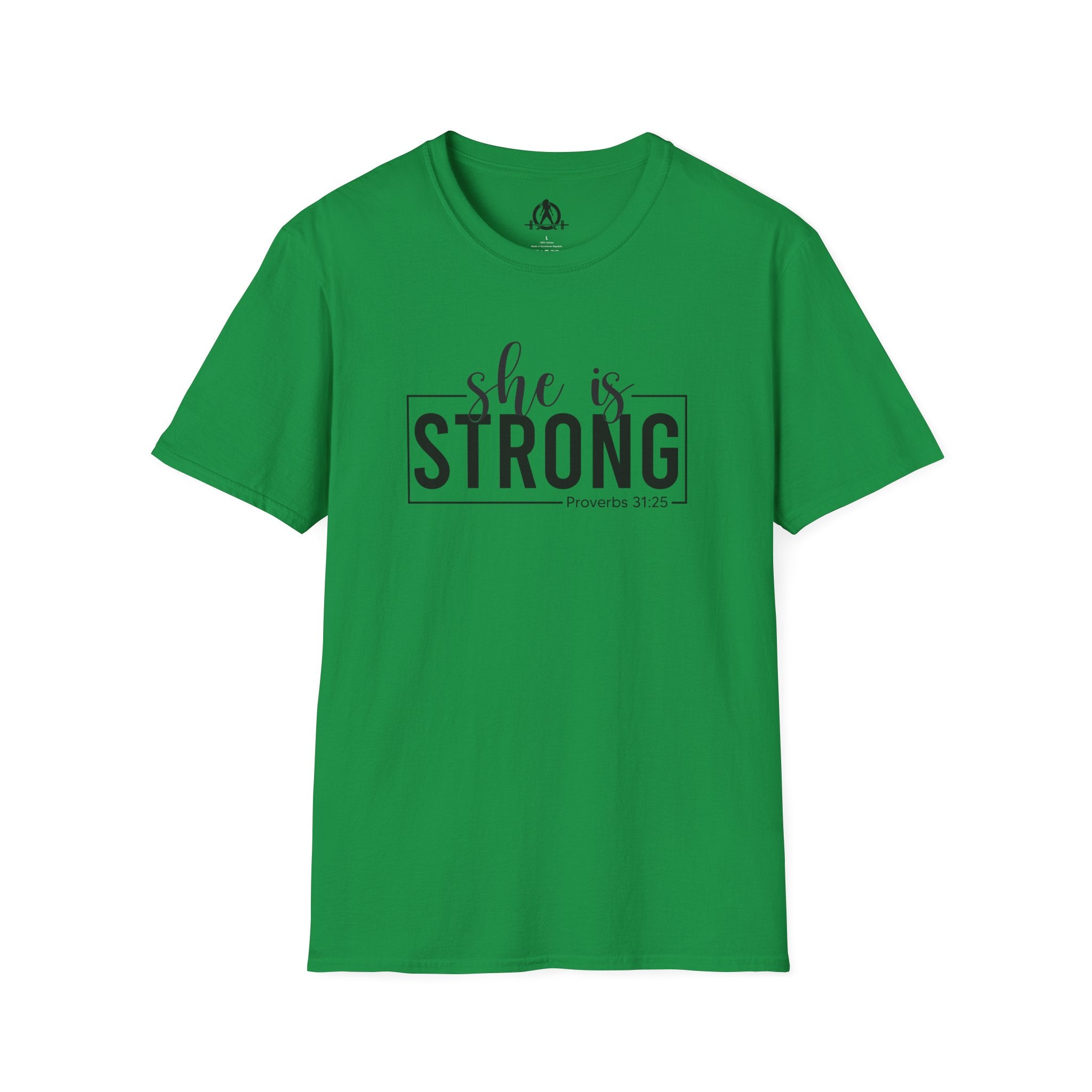 She Is STRONG - Unisex Softstyle T-Shirt - Front Black Print