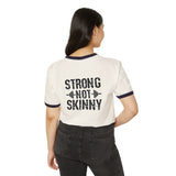 Strong Not Skinny - Unisex Cotton Ringer T-Shirt - Black Logo Front & Back