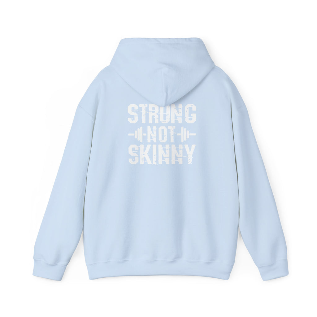 Strong Not Skinny - Unisex Heavy Blend Hooded Sweatshirt - White Distressed Logo