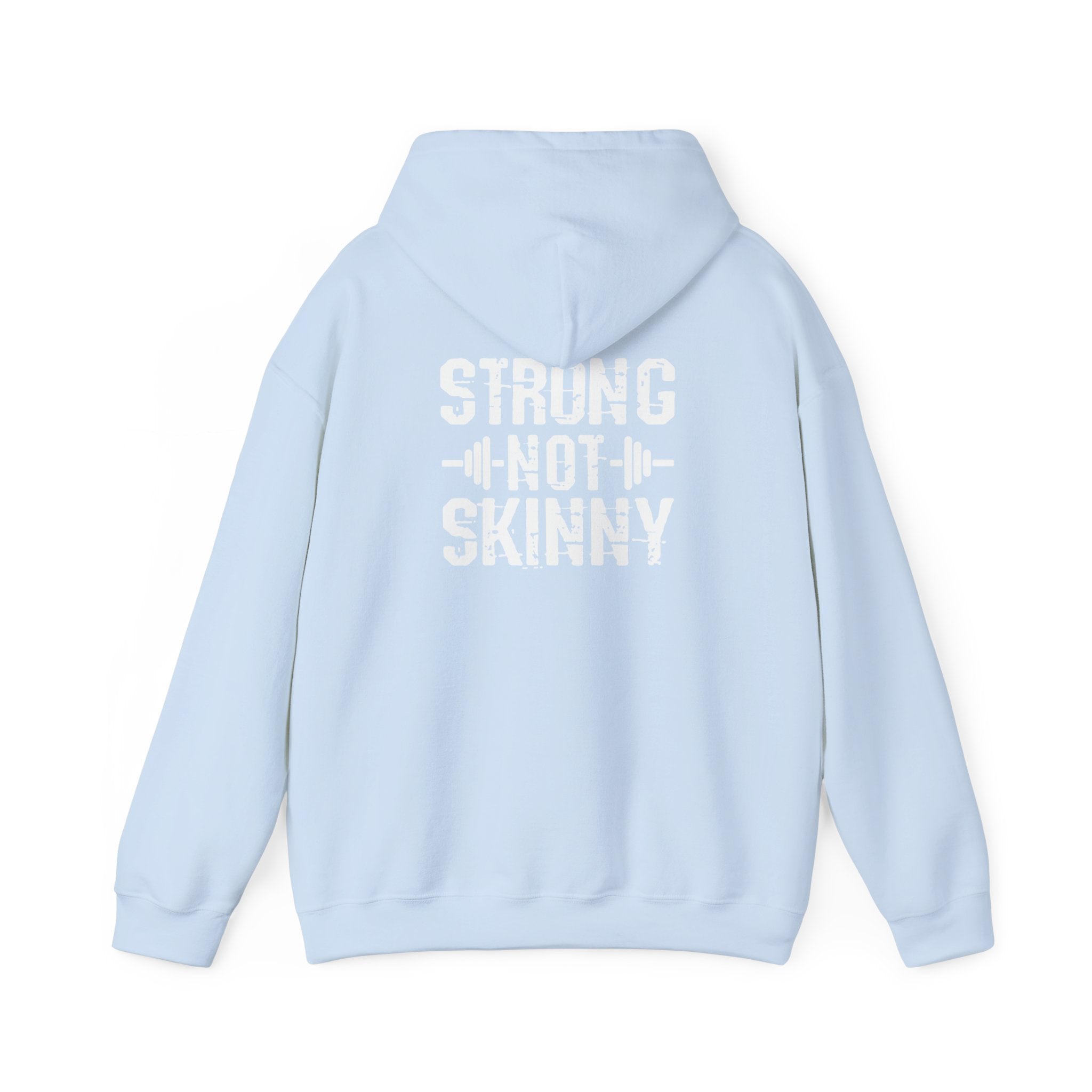Strong Not Skinny - Unisex Heavy Blend Hooded Sweatshirt - White Distressed Logo