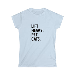 Lift Heavy Pet Cats - Women's Softstyle Tee - Black Logo