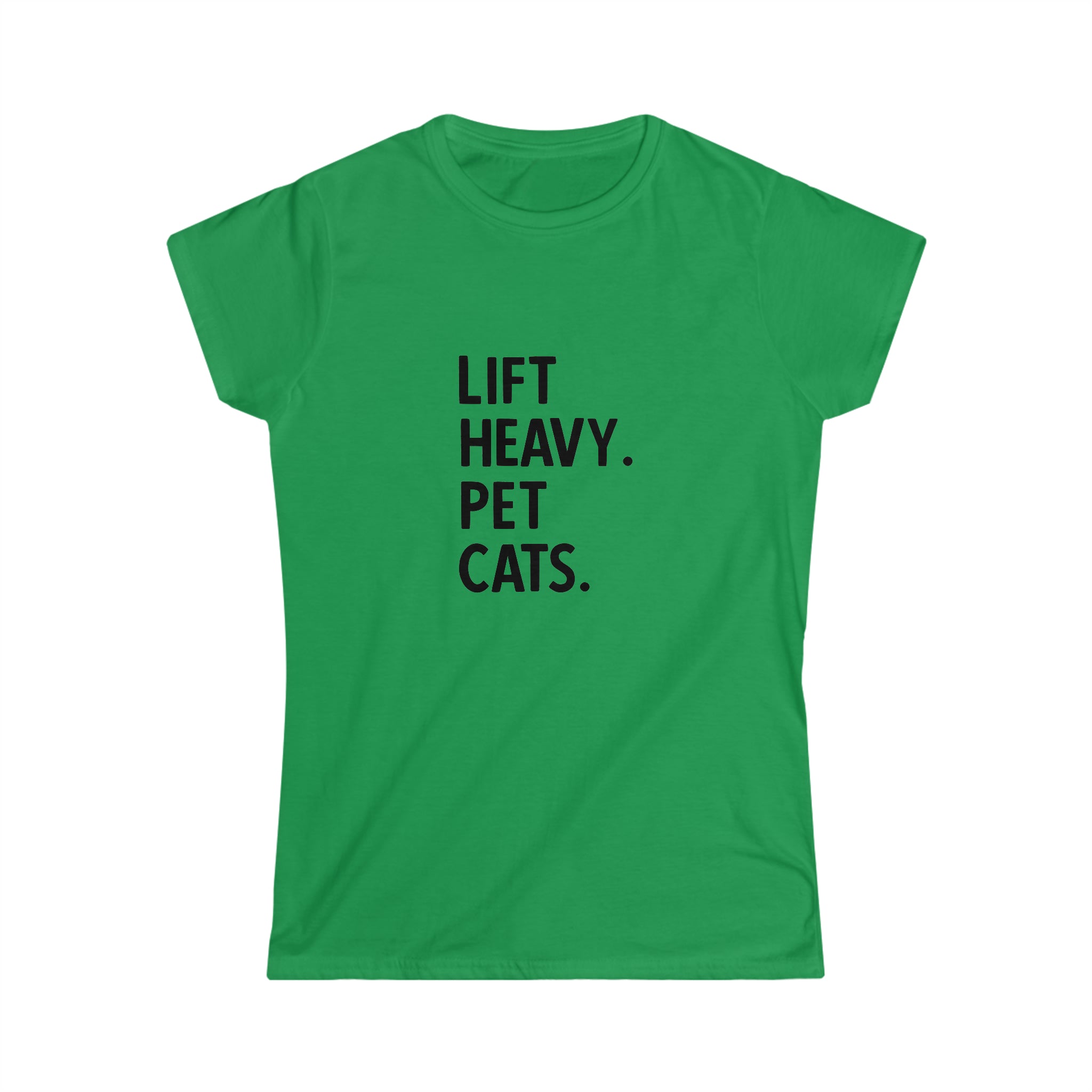 Lift Heavy Pet Cats - Women's Softstyle Tee - Black Logo