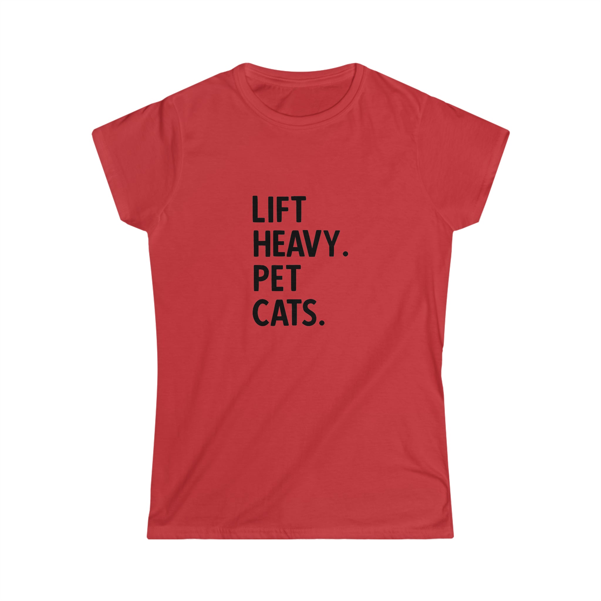 Lift Heavy Pet Cats - Women's Softstyle Tee - Black Logo
