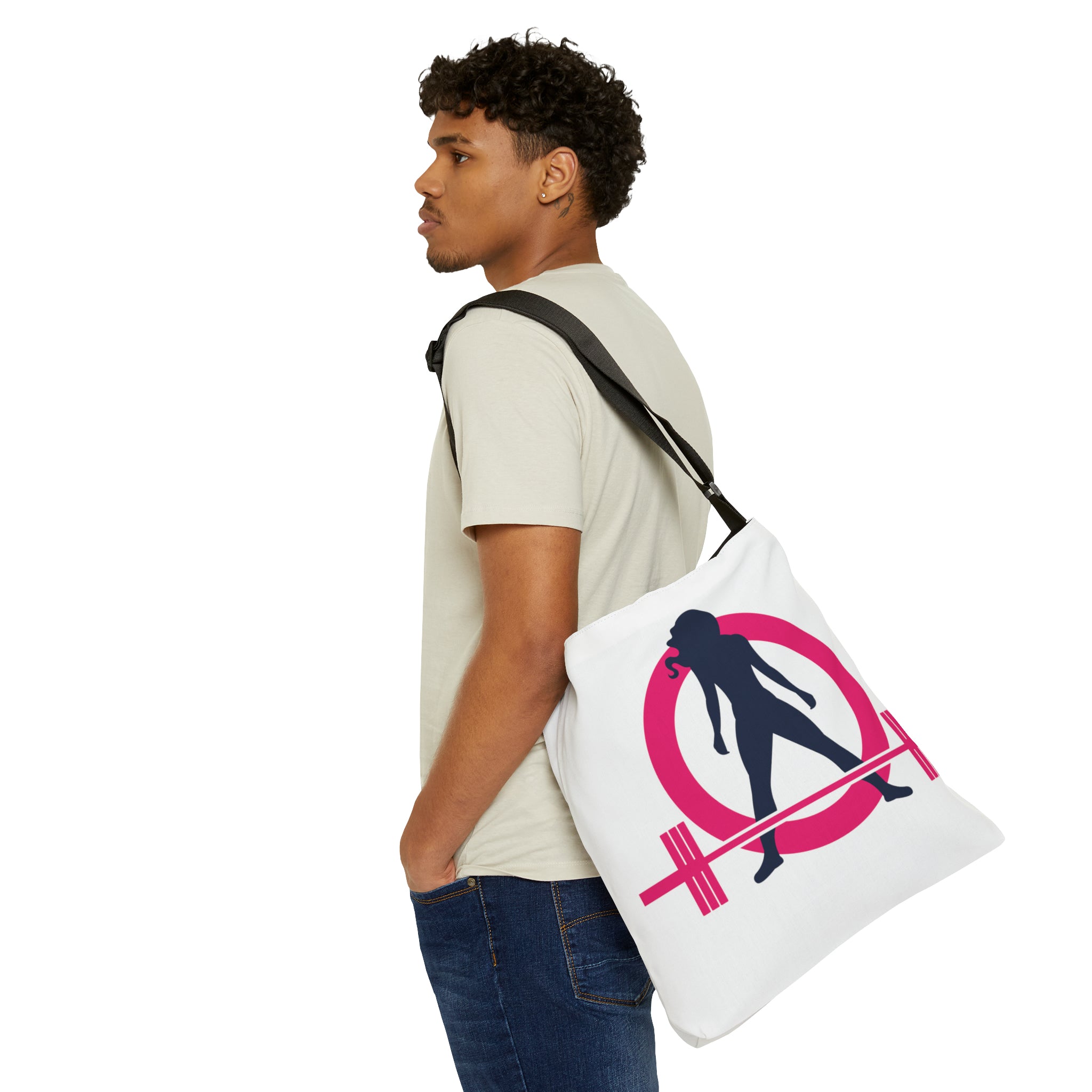 Adjustable Tote Bag (AOP) - Classic White Logo