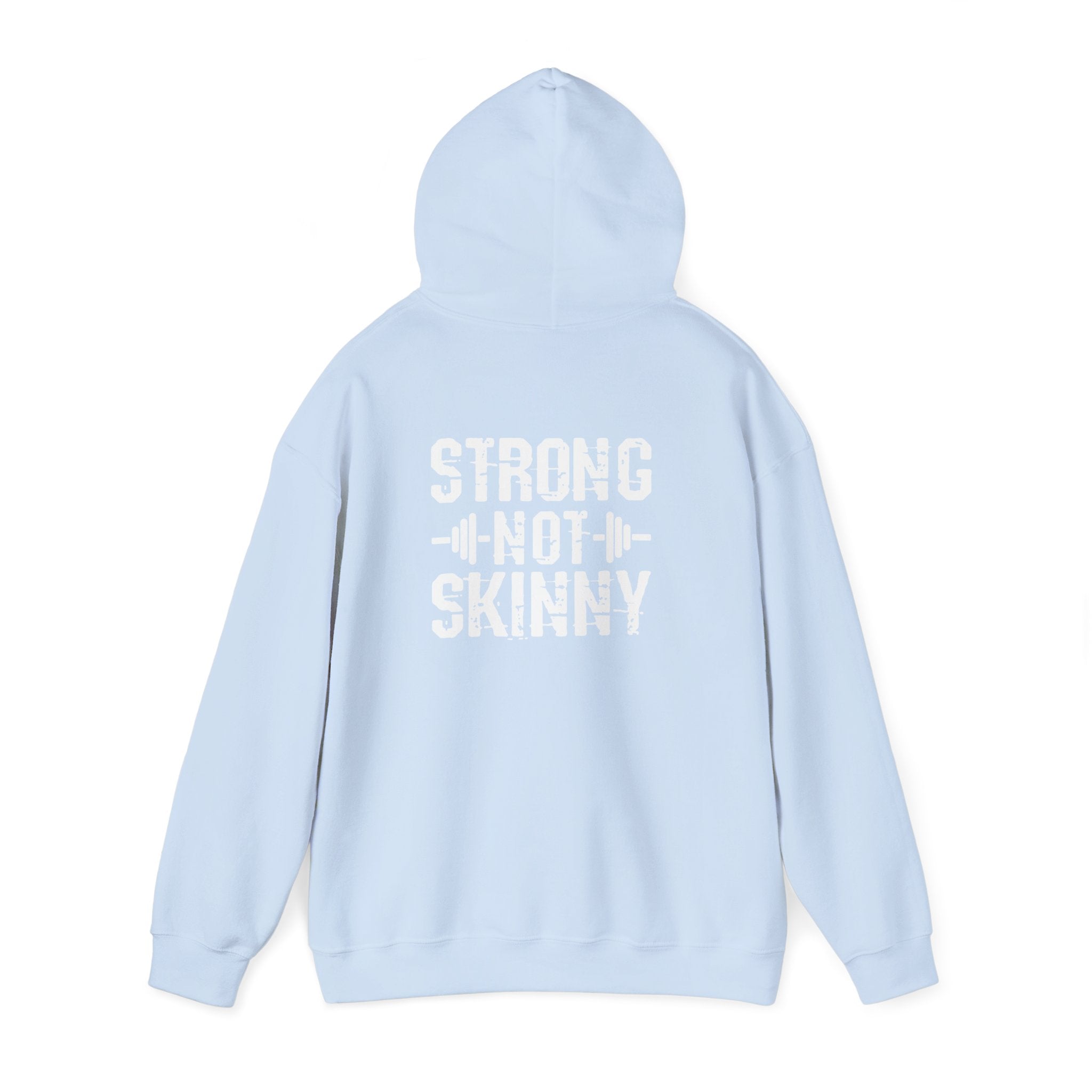Strong Not Skinny - Unisex Heavy Blend Hooded Sweatshirt - White Distressed Logo
