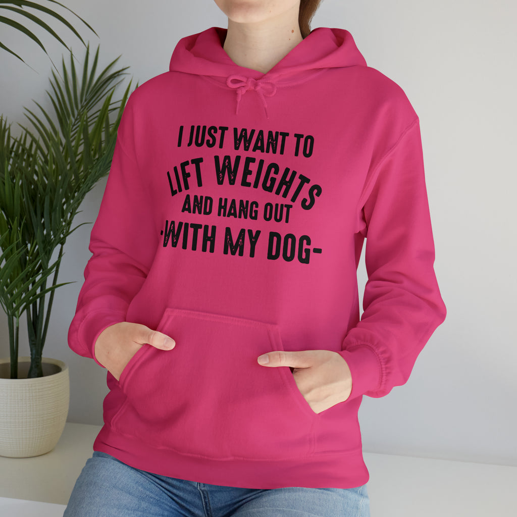 Lift Weights & Hang Out With My Dog  - Dark Logo  - Unisex Heavy Blend Hooded Sweatshirt