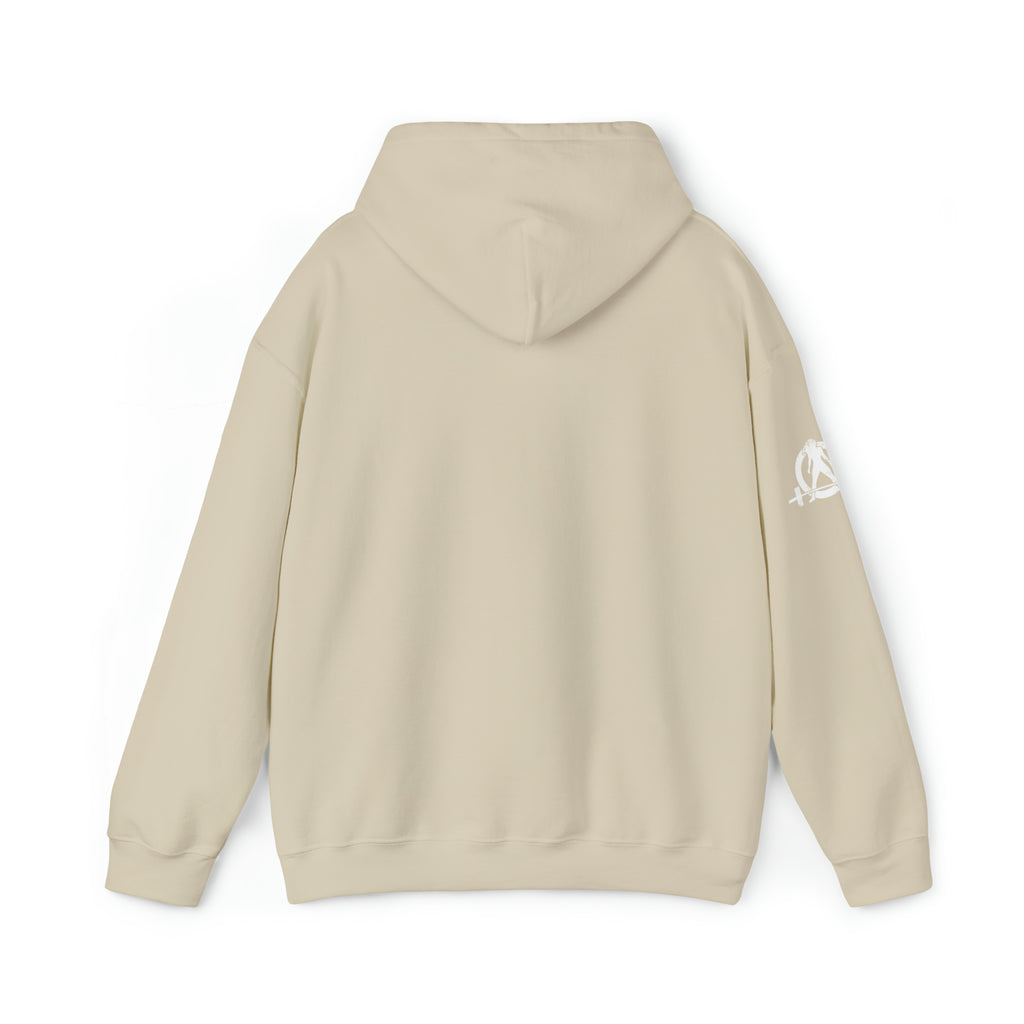 She is STRONG - Unisex Heavy Blend Hooded Sweatshirt - White Logo -  Plain Back