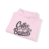 Coffee & Barbells  - Unisex Heavy Blend Hooded Sweatshirt - Black Logo on Front & Right Sleeve