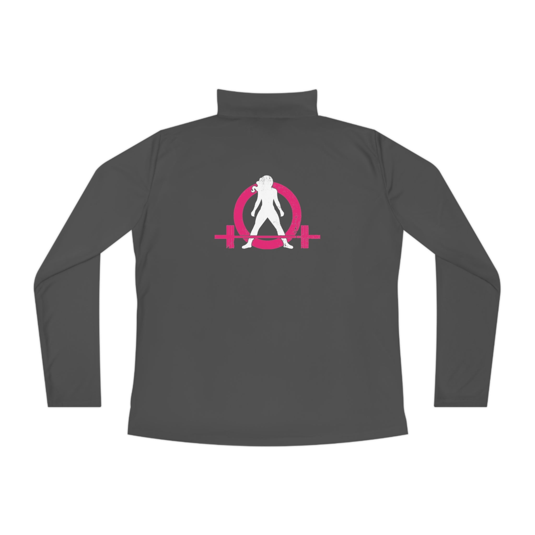Ladies Quarter-Zip Pullover - Black Distressed Logo