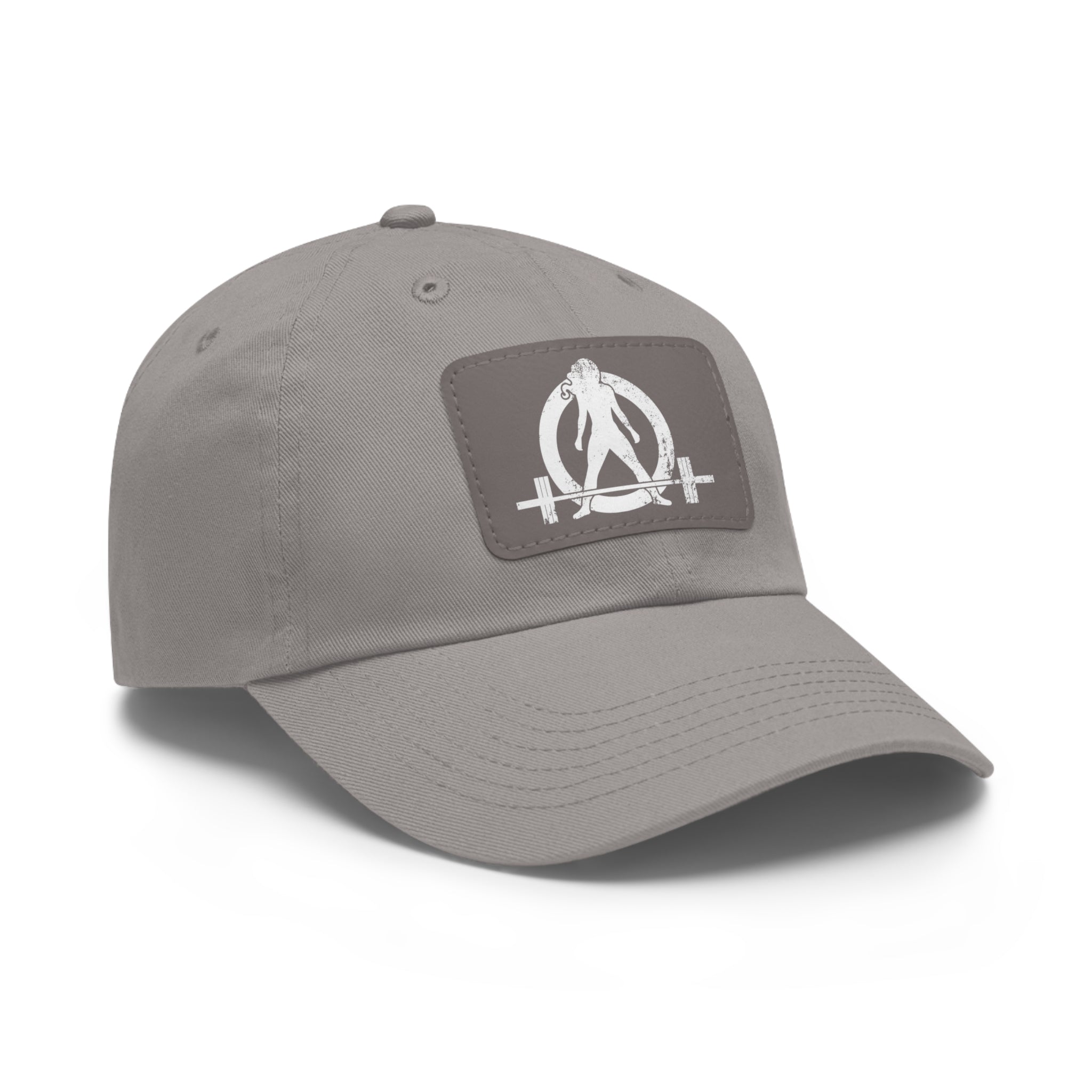 Distressed - Dad Hat with Leather Patch (Rectangle) - White Font
