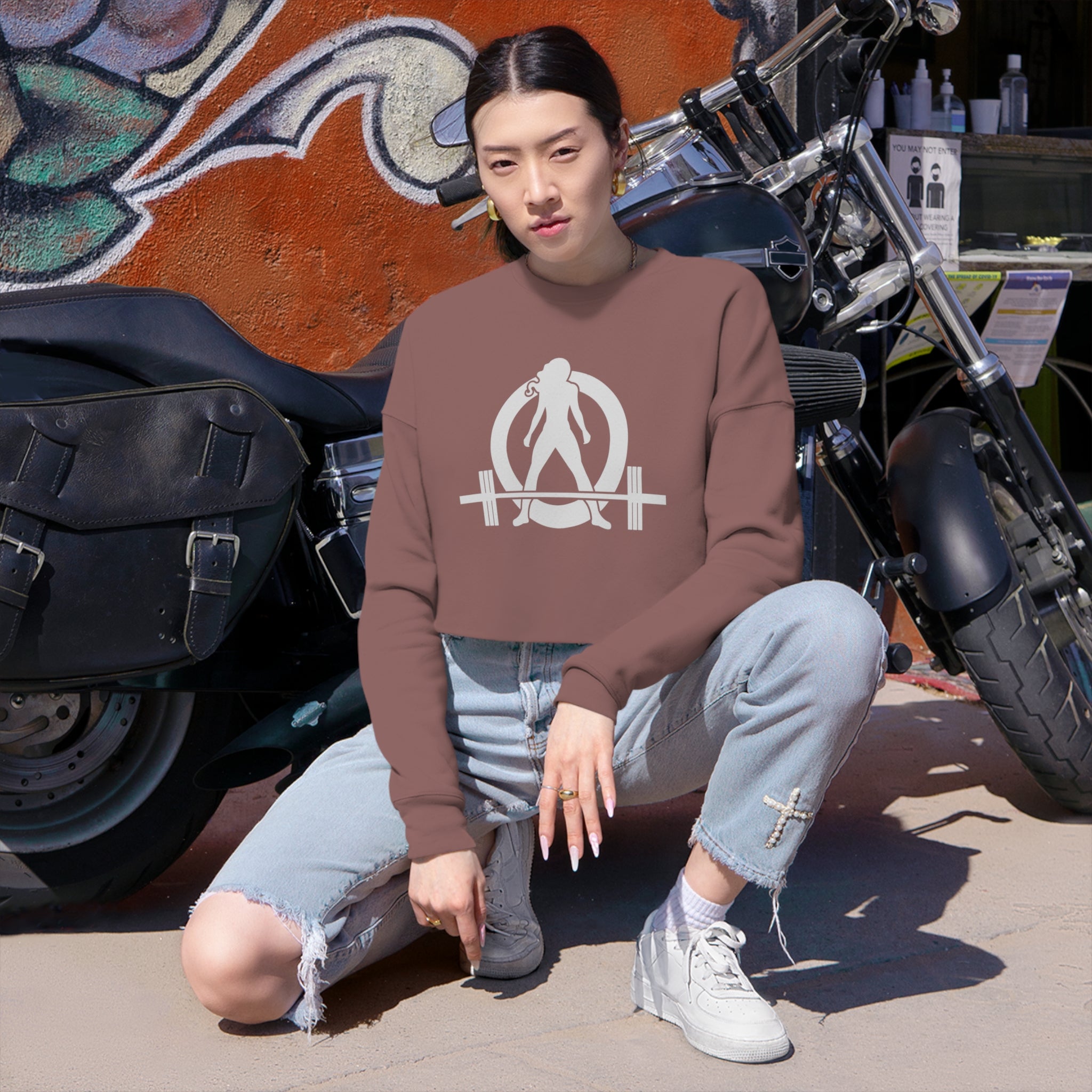 Women's Cropped Sweatshirt - White Original Logo