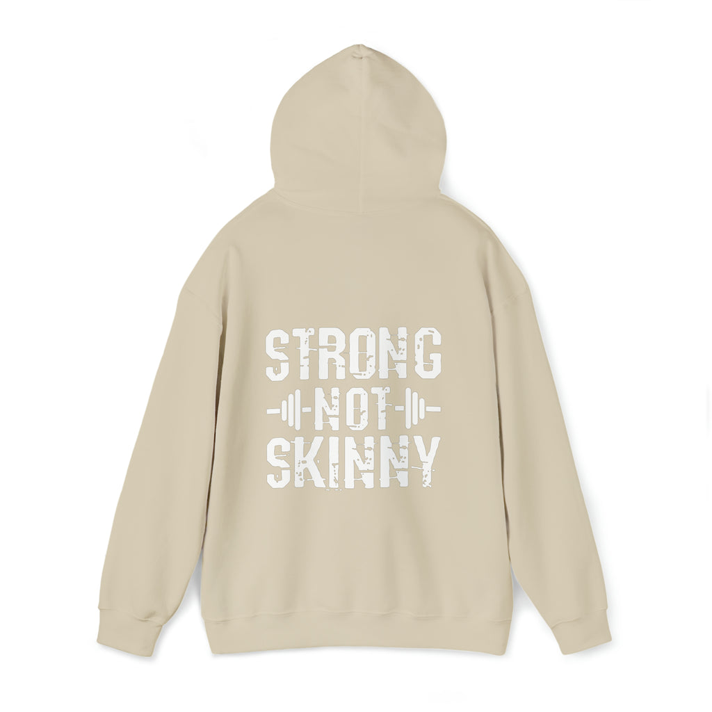 Strong Not Skinny - White Distressed Logo - Unisex Heavy Blend Hooded Sweatshirt