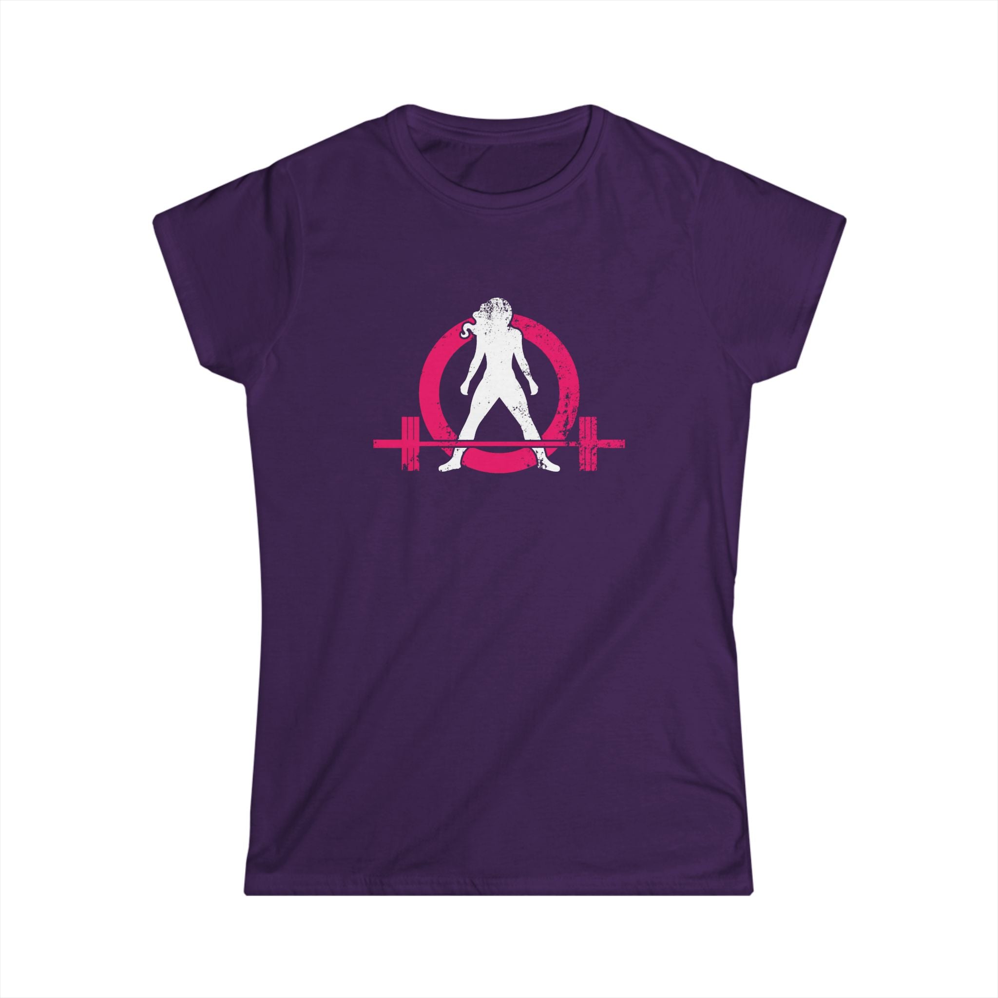 Women's Softstyle Tee - Distressed Inverted Color Logo Front - Plain Back