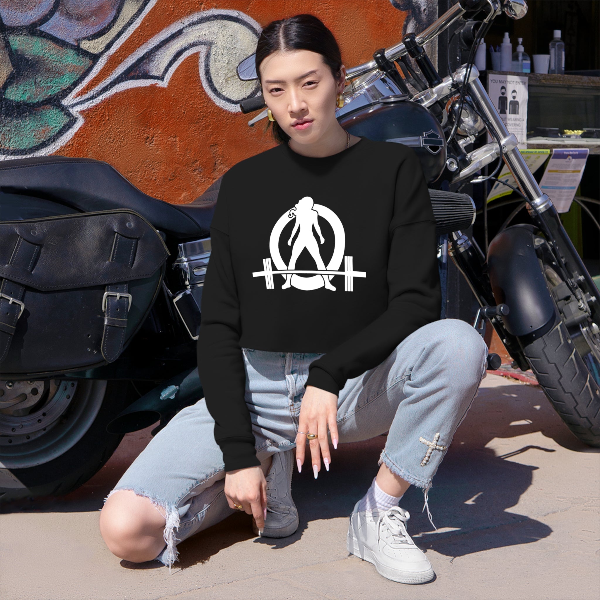 Women's Cropped Sweatshirt - White Original Logo