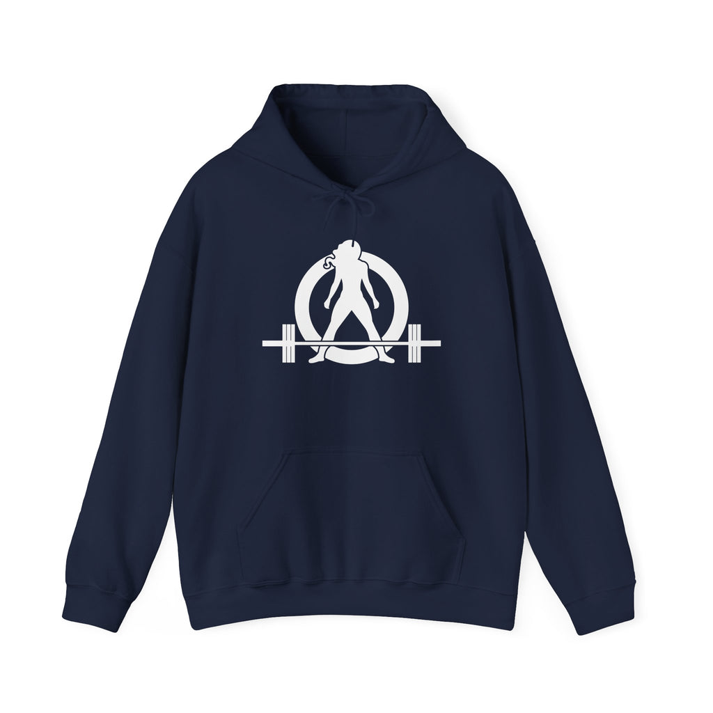 Lift Heavy Run Fast - Unisex Heavy Blend Hooded Sweatshirt - Front White & Back Logo