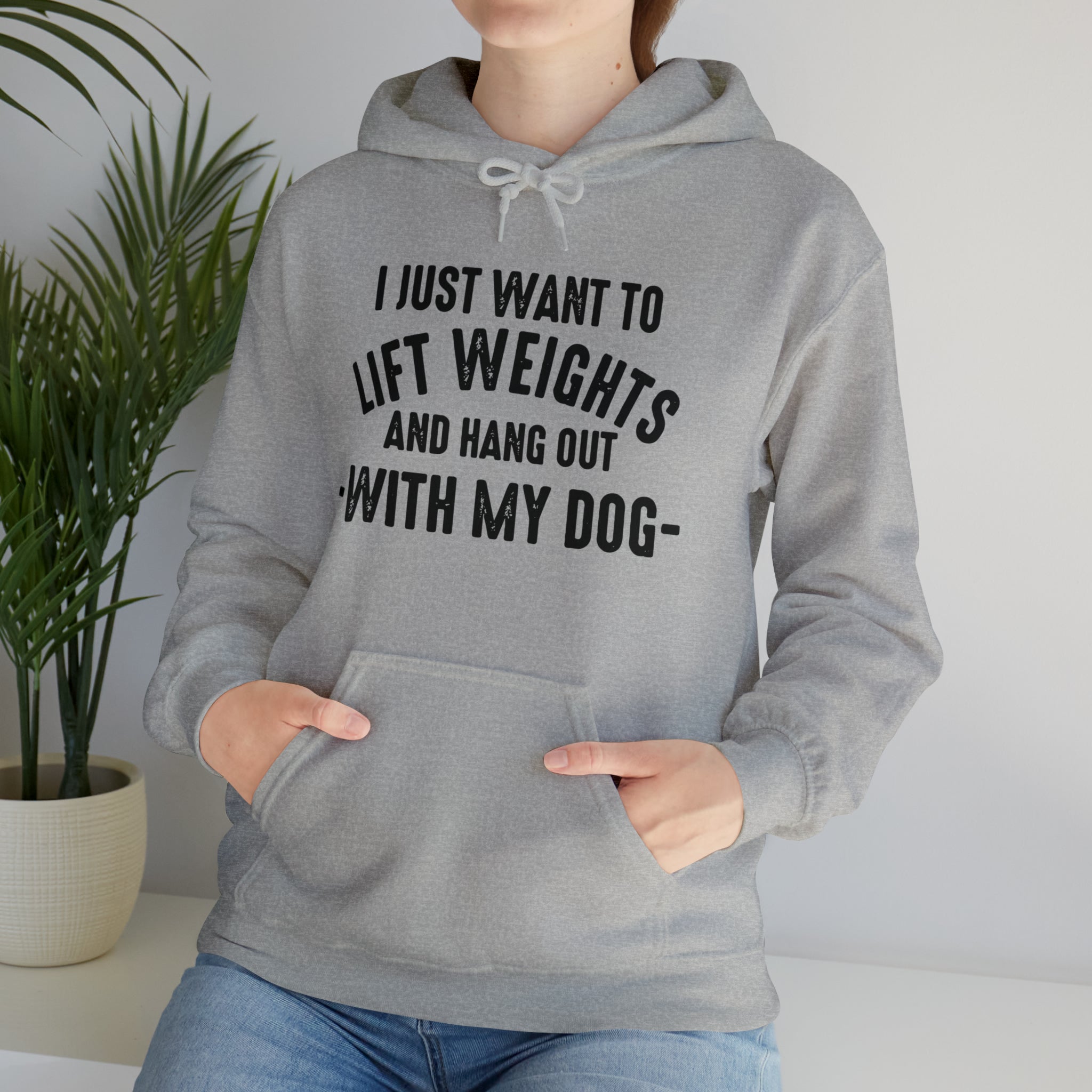 Lift Weights & Hang Out With My Dog  - Dark Logo  - Unisex Heavy Blend Hooded Sweatshirt