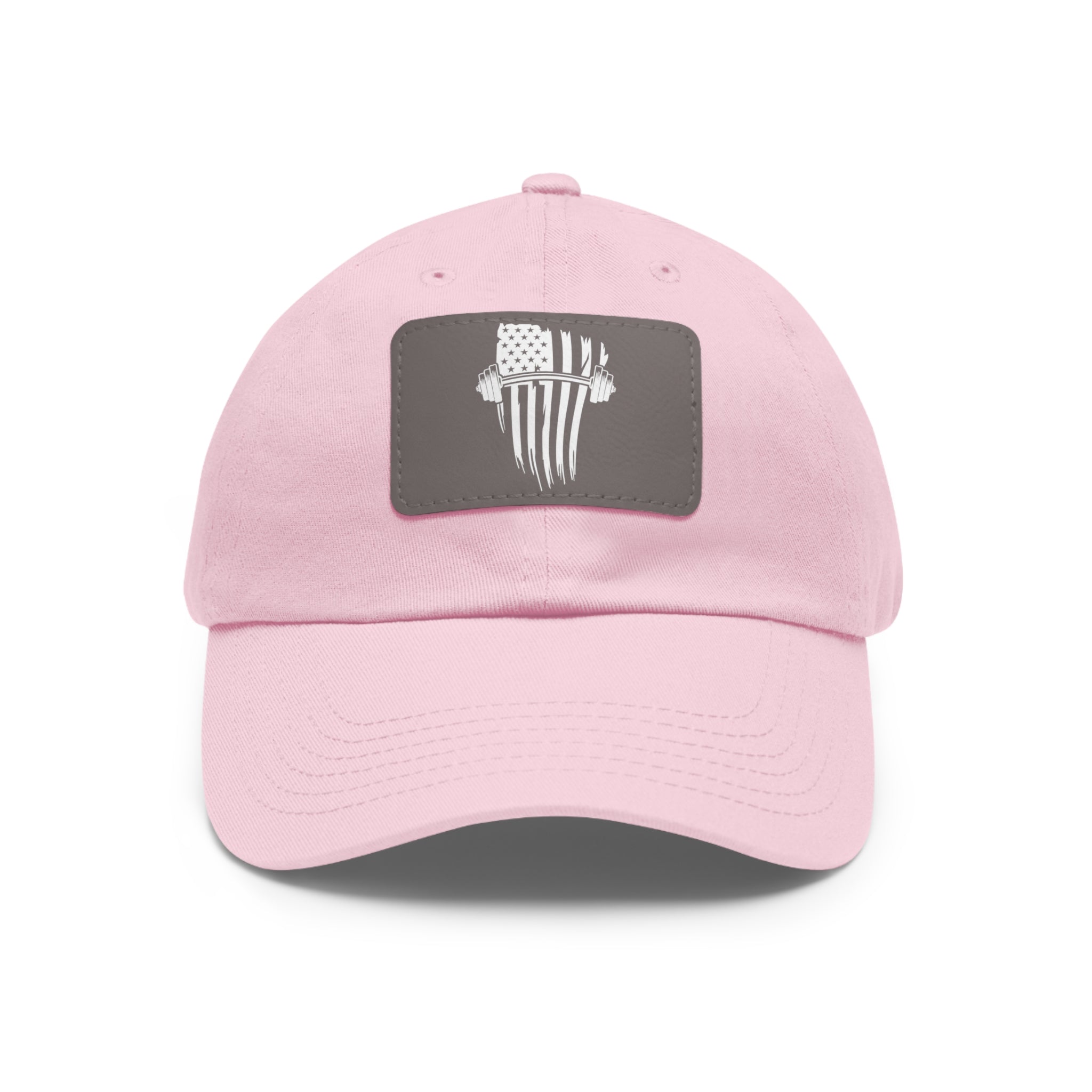 USA Barbell - Dad Hat with Leather Patch (Rectangle) - White Logo V2