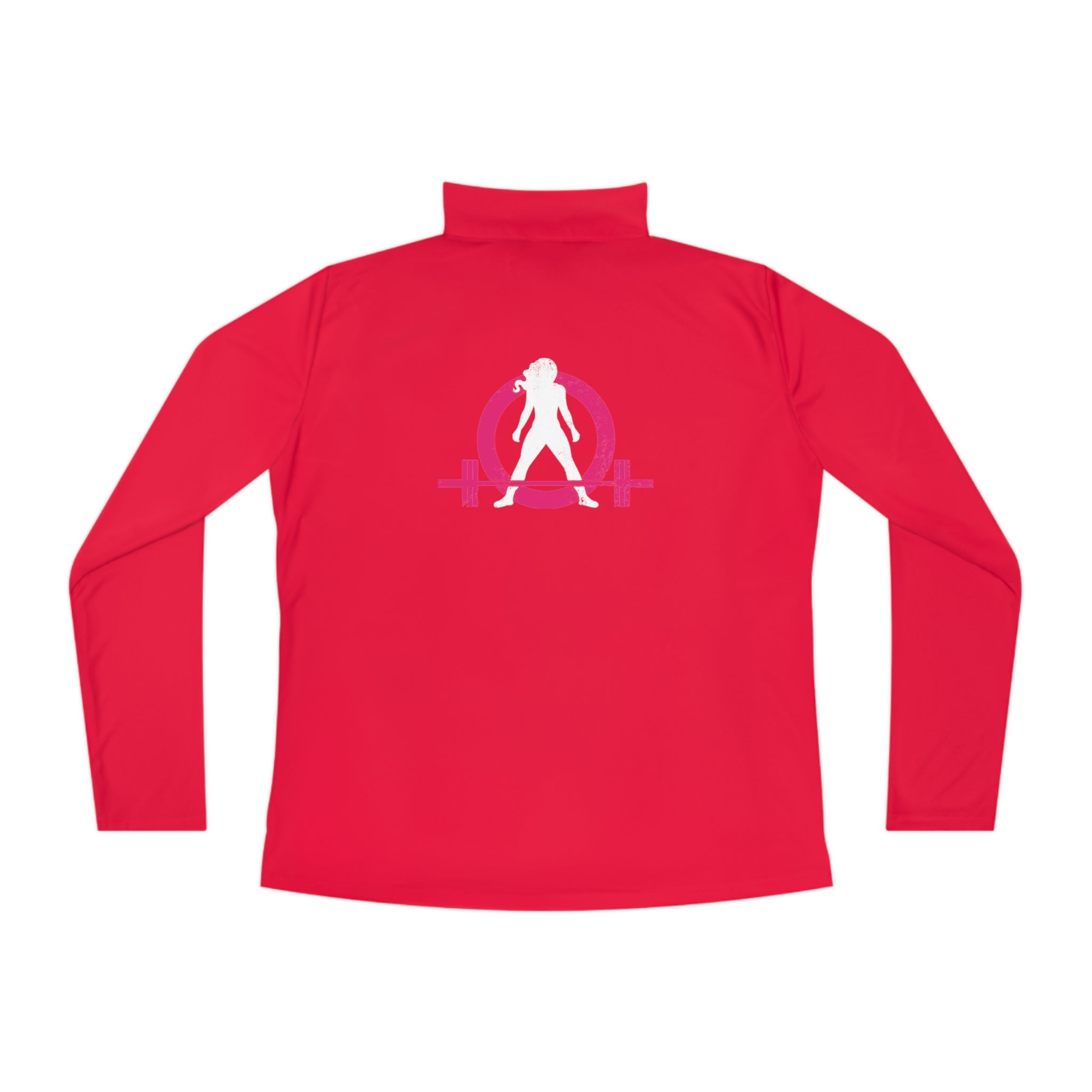 Ladies Quarter-Zip Pullover - Black Distressed Logo