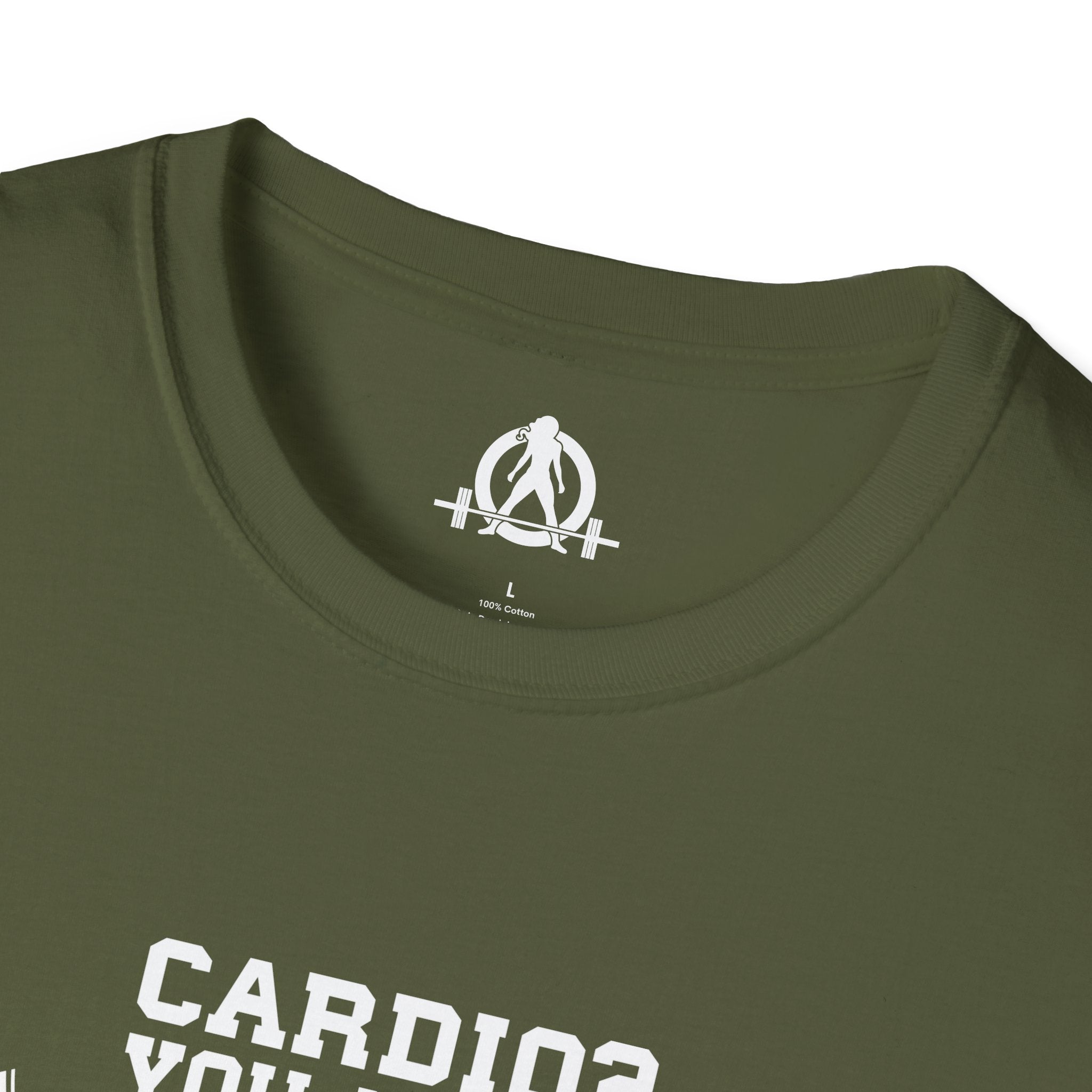 Cardio = Lift Weights Faster - Unisex Softstyle T-Shirt - Logo Front
