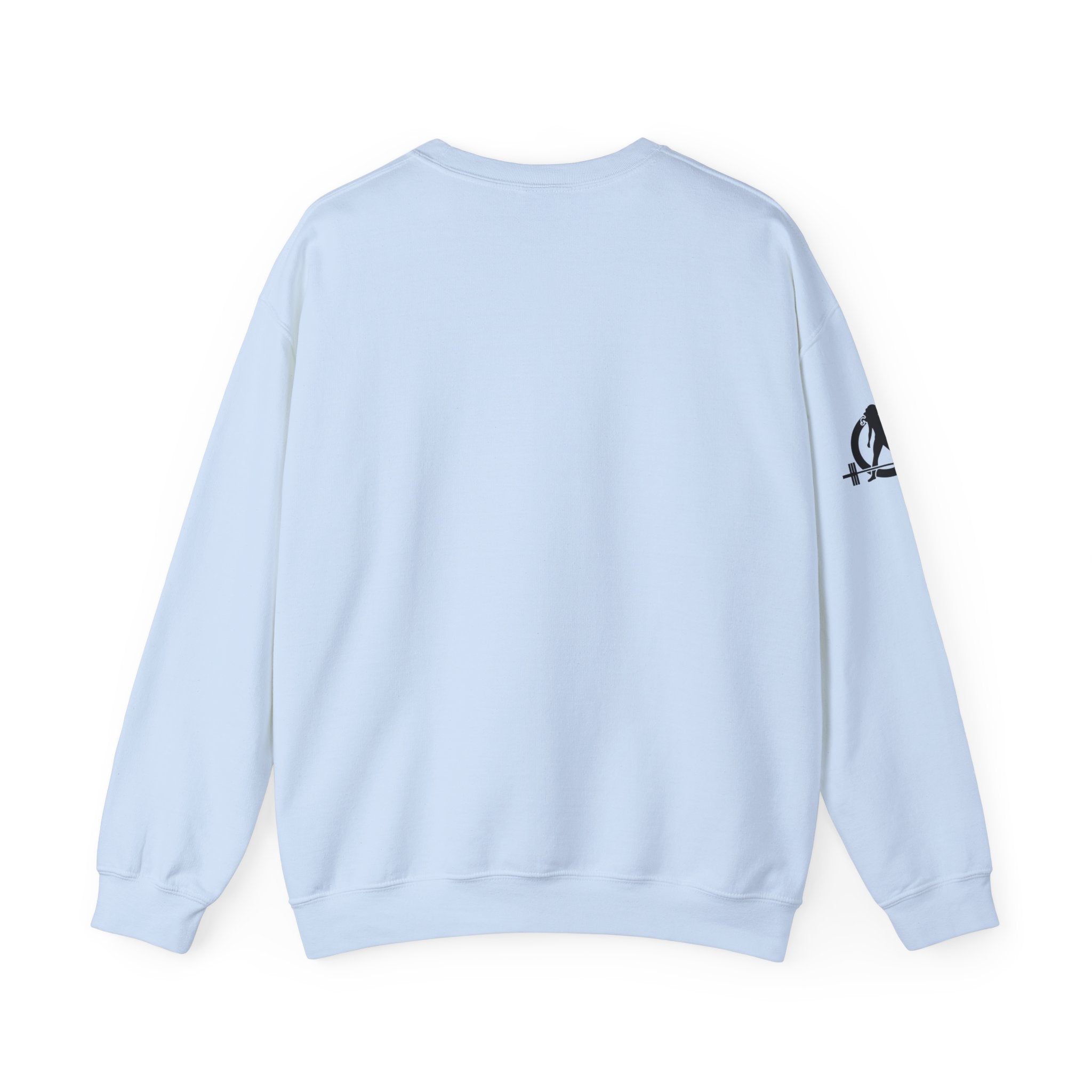 She is STRONG - Unisex Heavy Blend™ Crewneck Sweatshirt - Front Black Logo - Plain Back