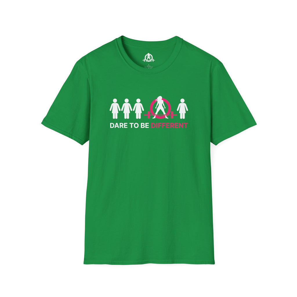 Dare To Be Different - Deadlift - Unisex Softstyle T-Shirt - White Logo Front
