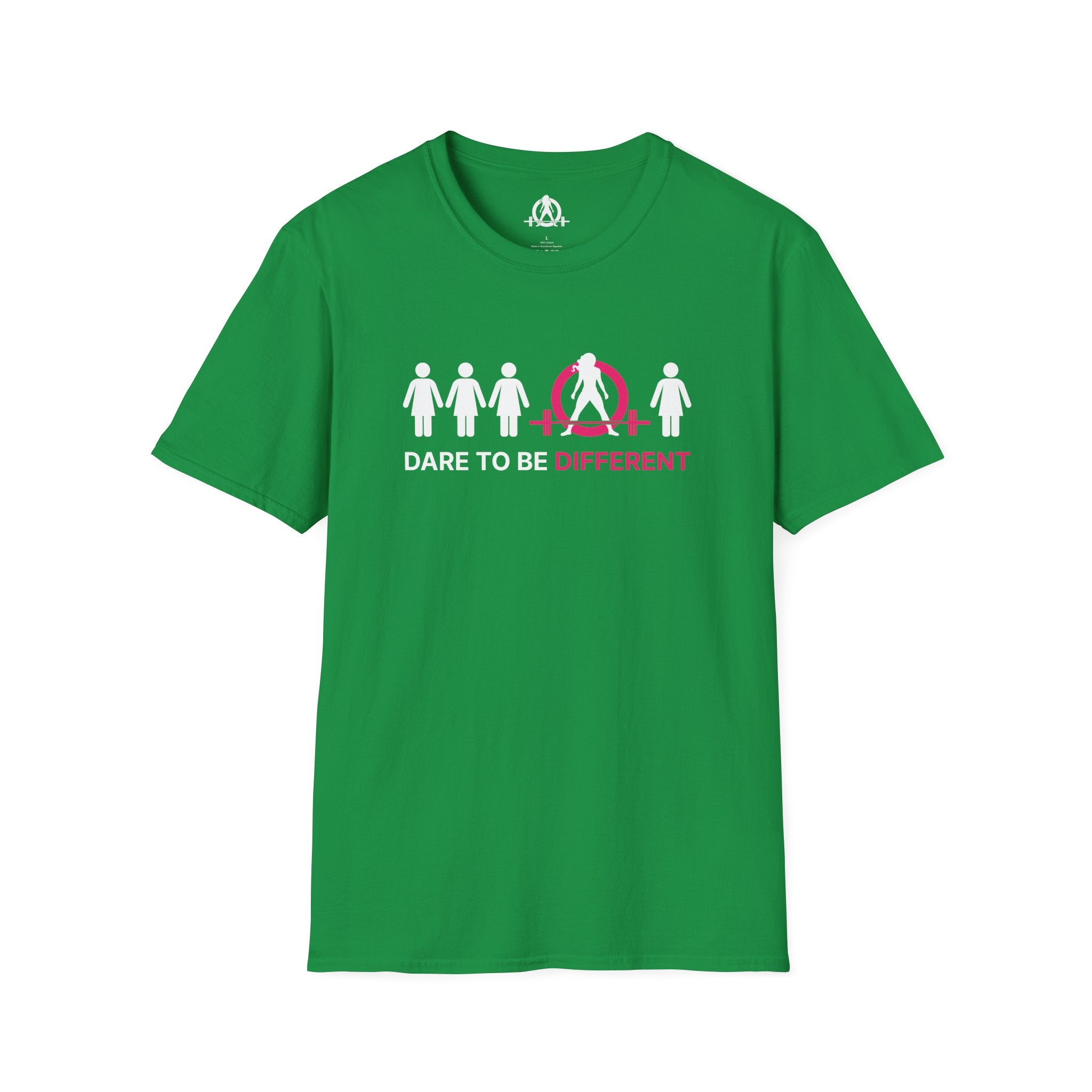 Dare To Be Different - Deadlift - Unisex Softstyle T-Shirt - White Logo Front