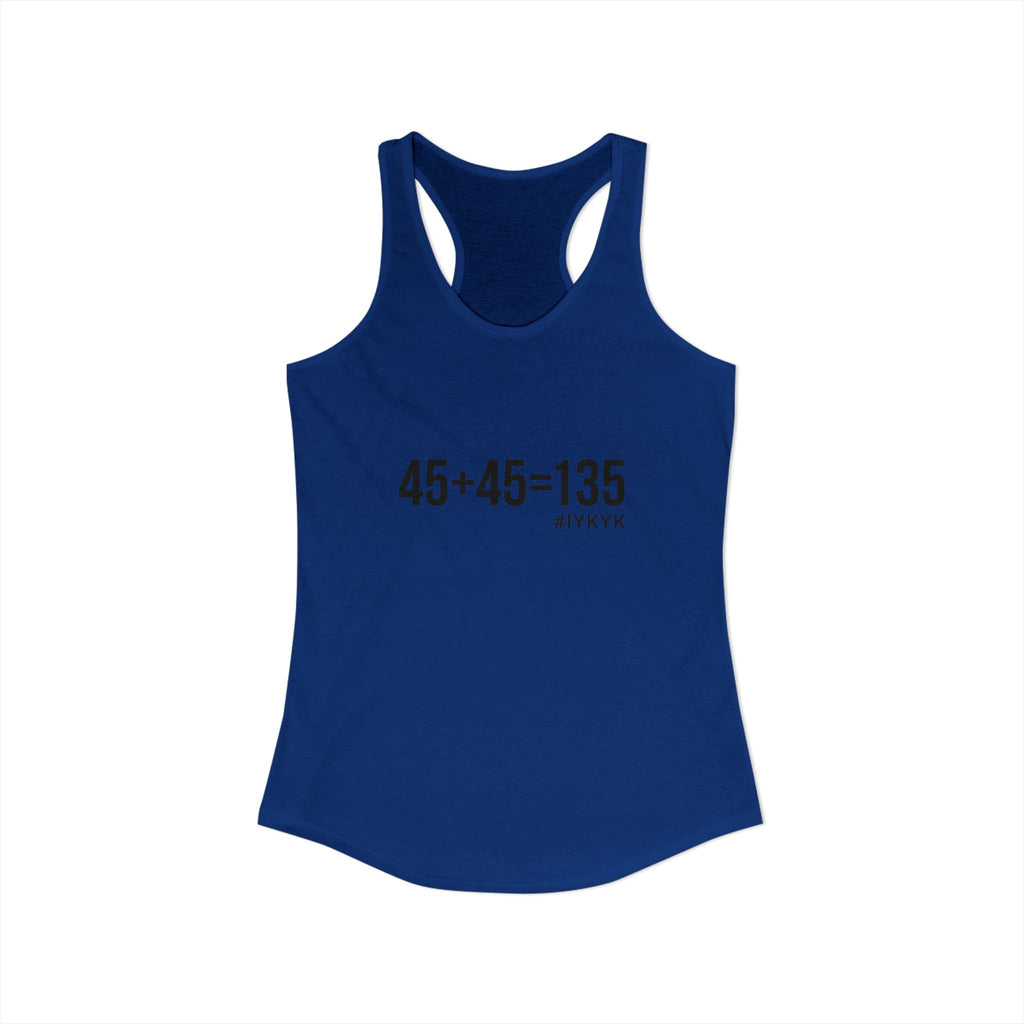 45 + 45 = 135 - Women's Ideal Racerback Tank - Black Print Front & Back