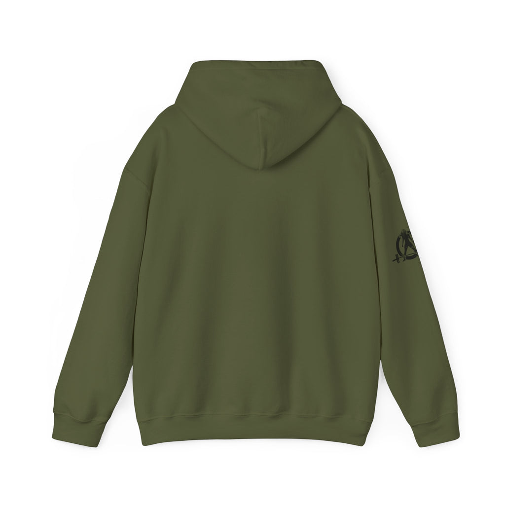 Coffee & Barbells  - Unisex Heavy Blend Hooded Sweatshirt - Black Logo on Front & Right Sleeve