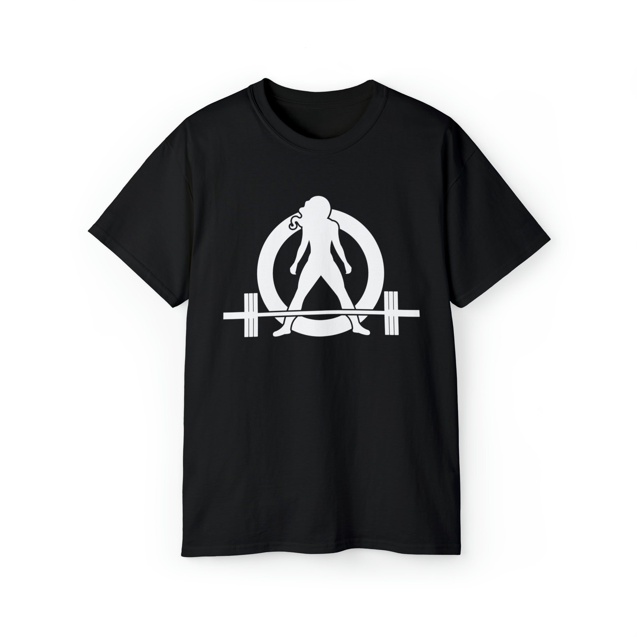 Unisex Ultra Cotton Tee - Classic White Logo - Plain Back
