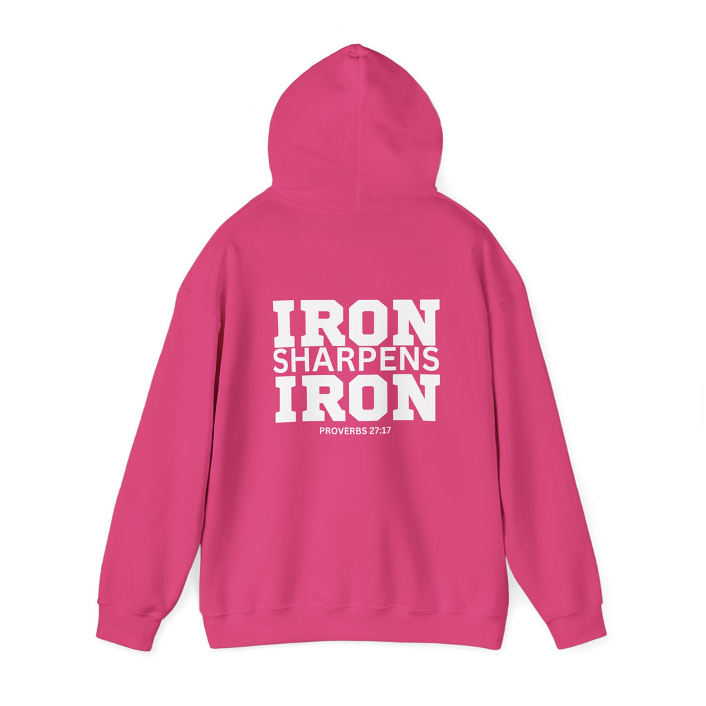Iron Sharpens Iron - Unisex Heavy Blend Hooded Sweatshirt - White Print on Front & Back