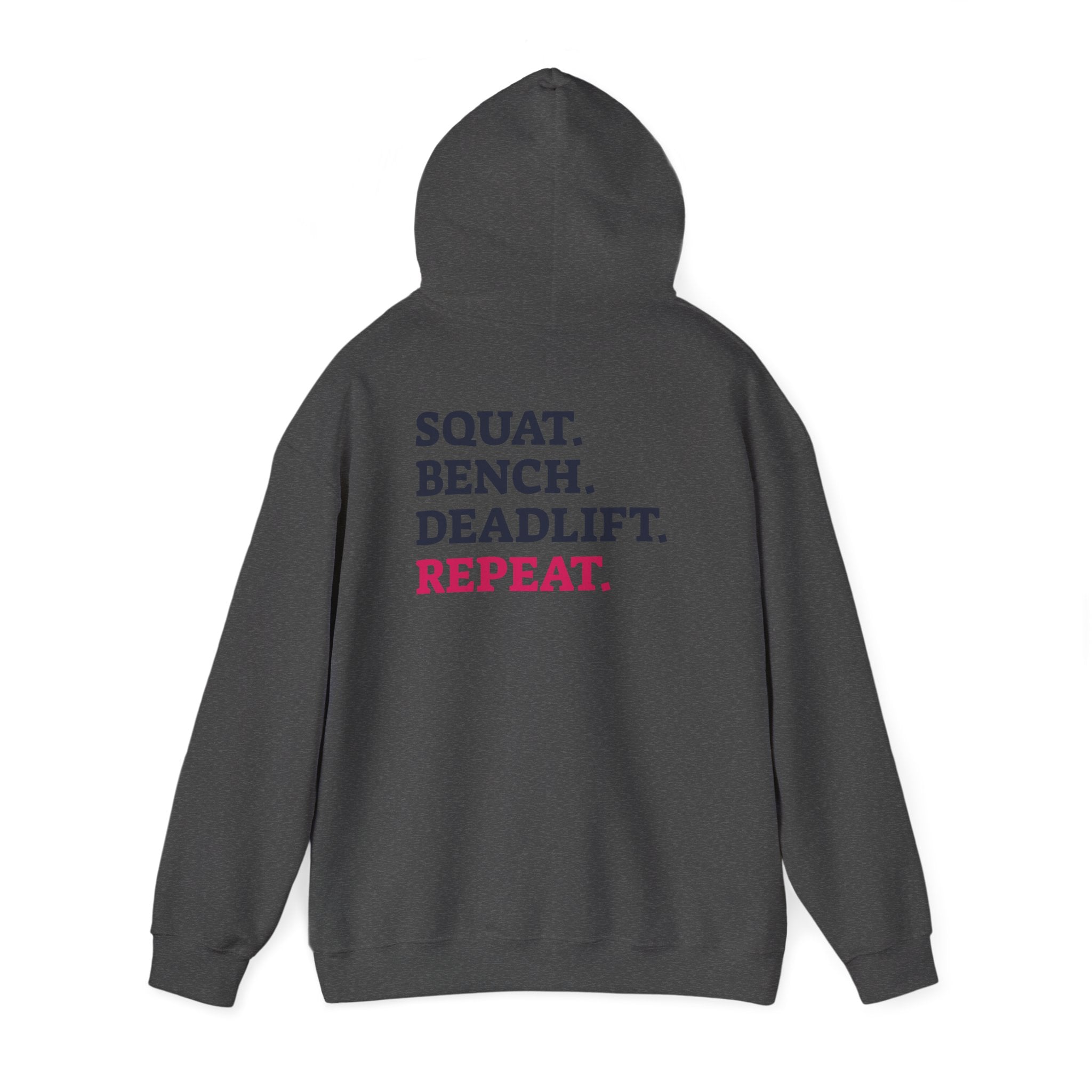 WWLW “Squat • Bench • Deadlift • Repeat” Hoodie - Black Logo Back