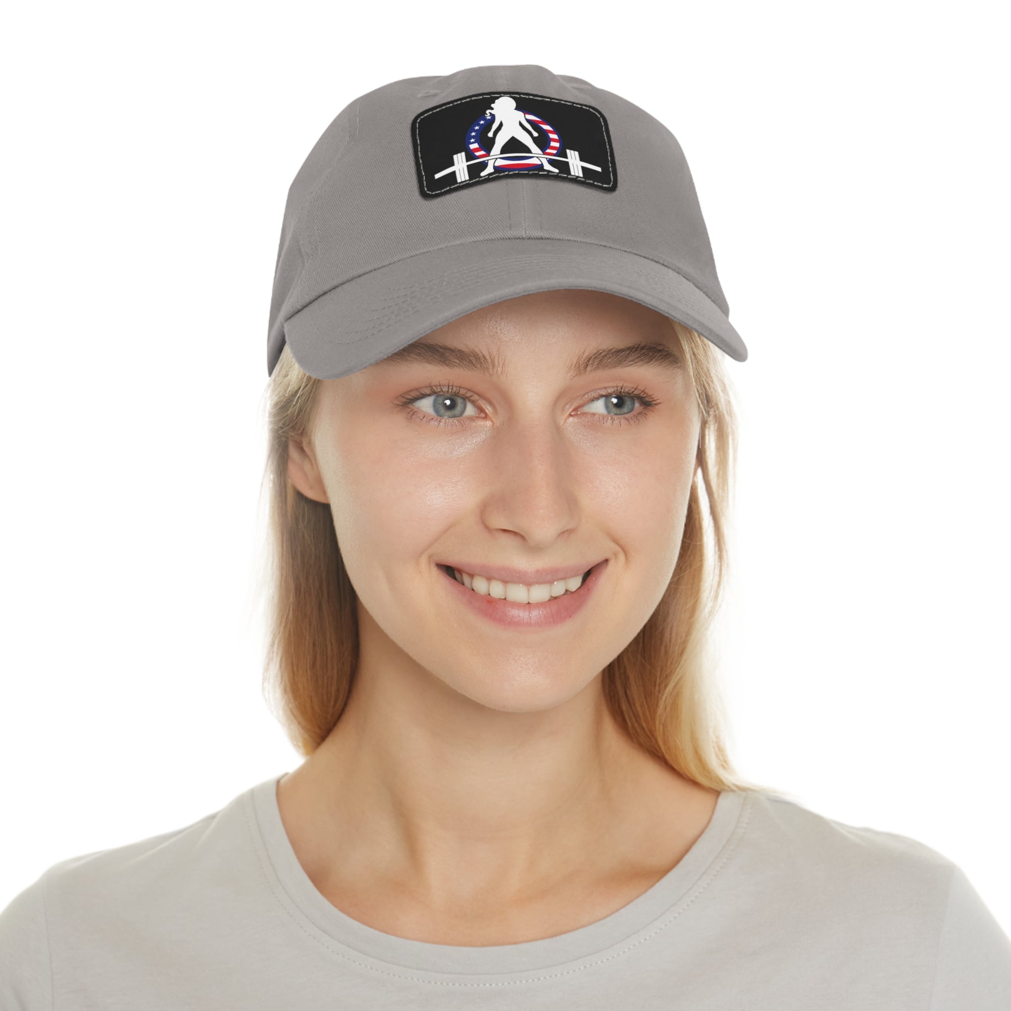 Dad Hat with Leather Patch (Rectangle) - USA Dark Logo