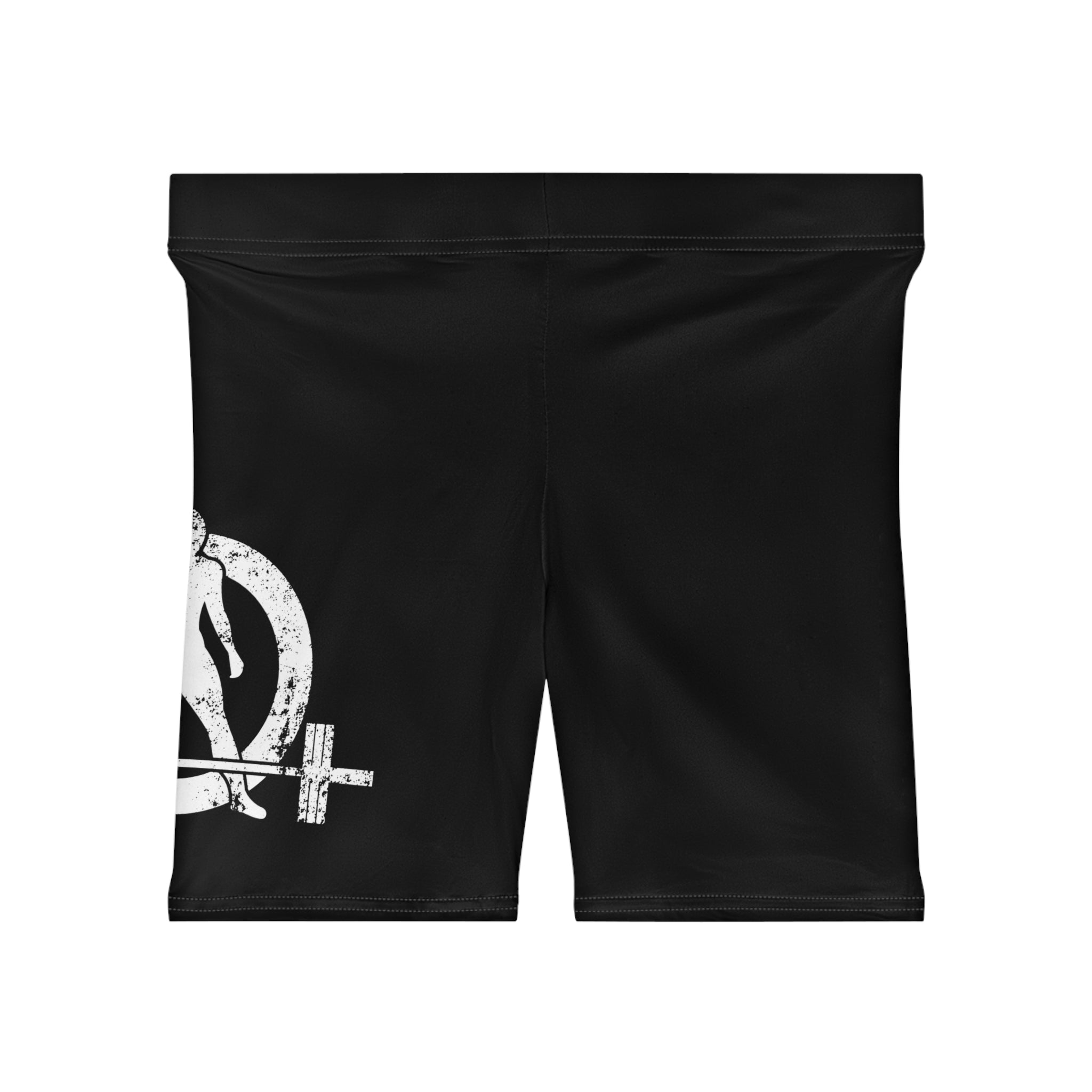 Women's Biker Shorts - Black with Distressed White Logo