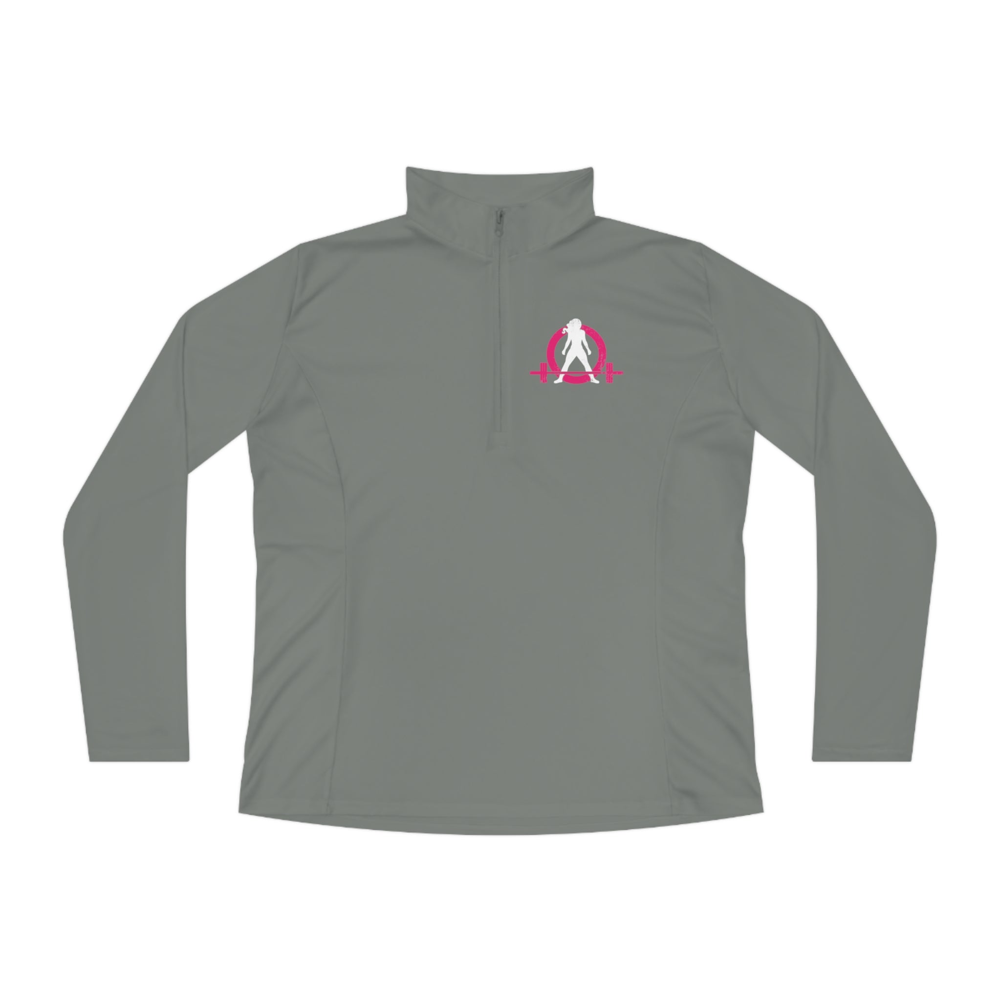 Ladies Quarter-Zip Pullover - Black Distressed Logo