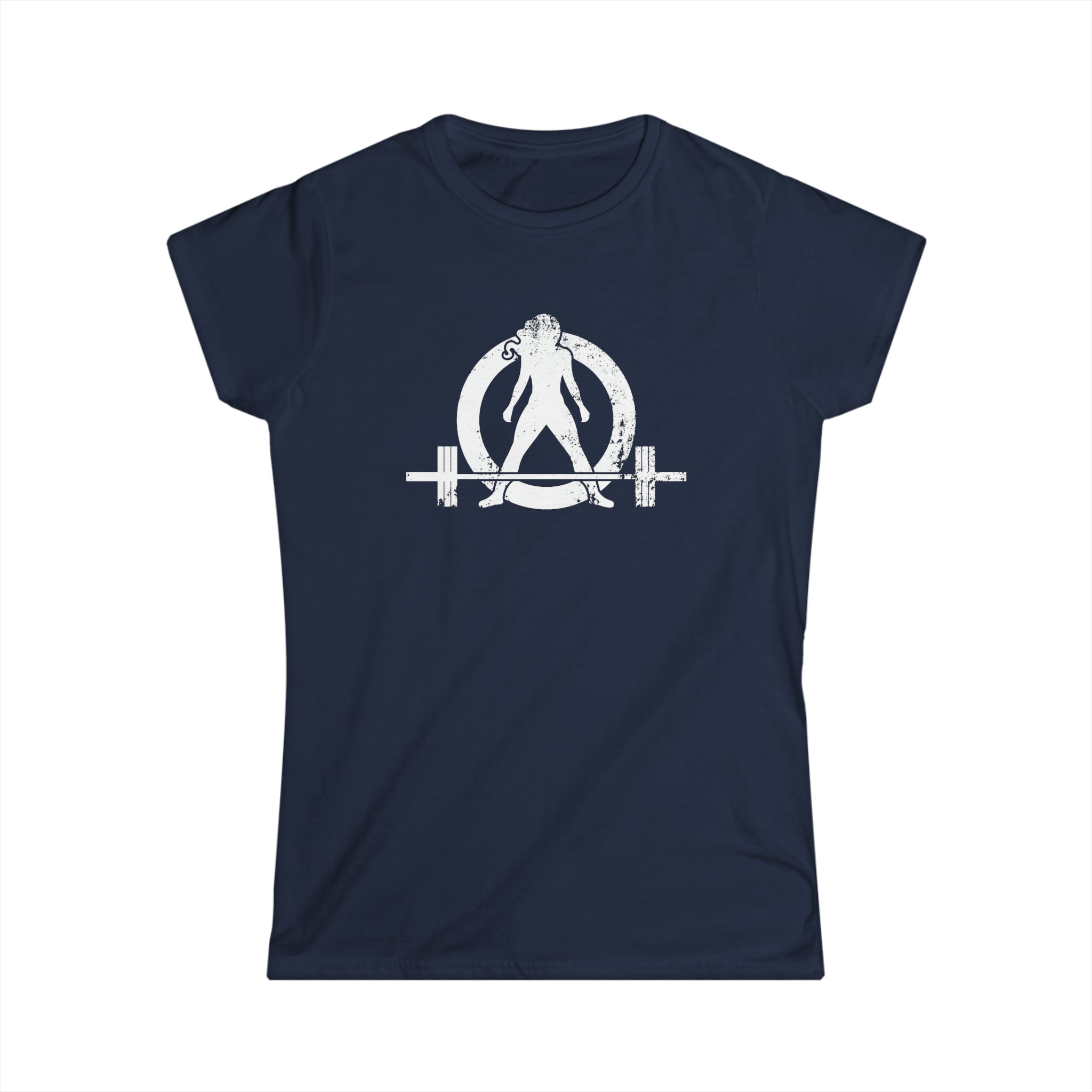 Lift Heavy Shit - Women's Softstyle Tee - White Distressed Logo + Print On Back