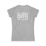 Coffee & A Barbell - Women's Softstyle Tee - Distressed Color Logo
