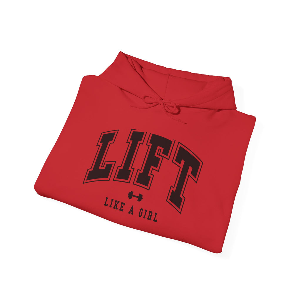 Lift Like.A Girl - Unisex Heavy Blend Hooded Sweatshirt - Black Logo on Front & Right Sleeve