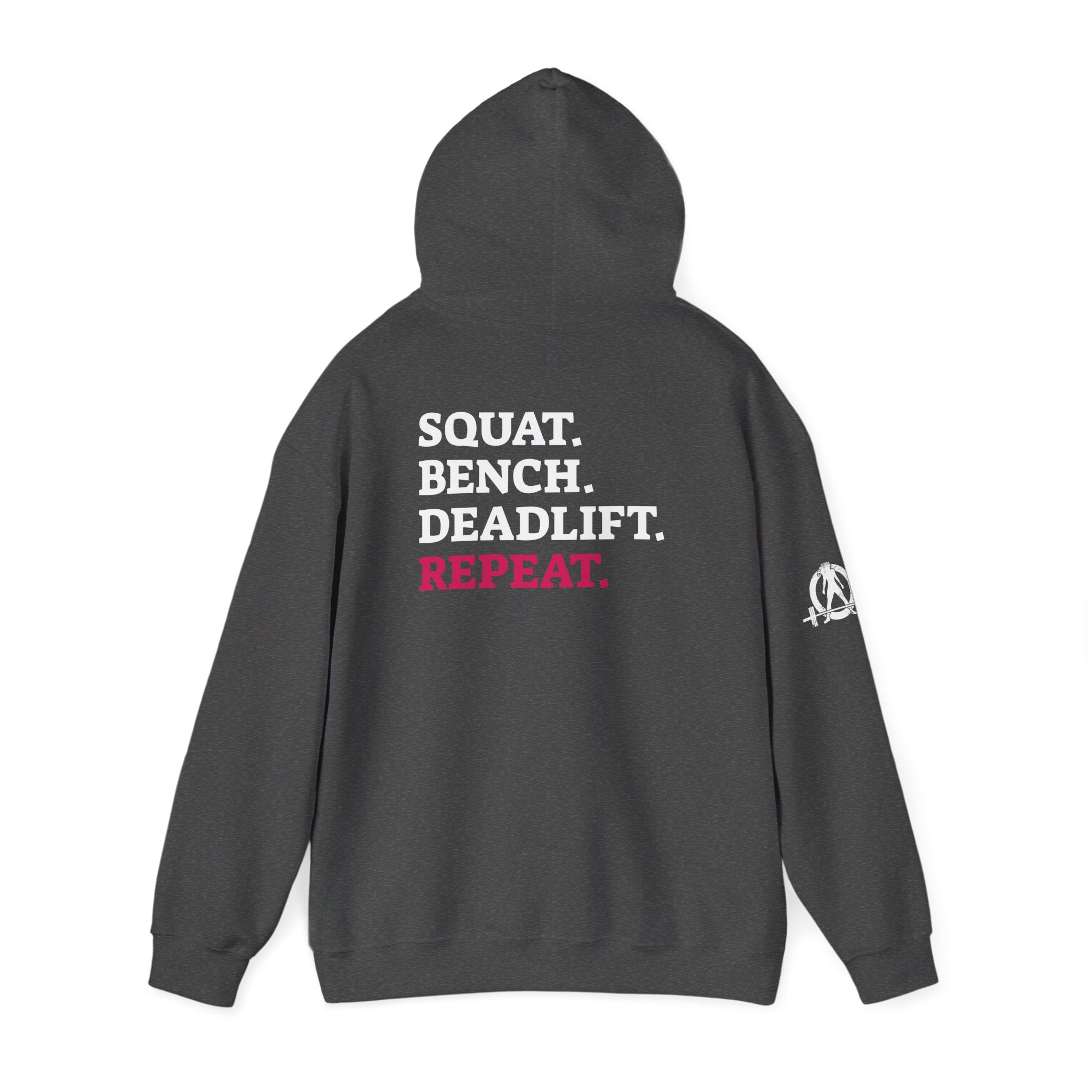 WWLW “Squat • Bench • Deadlift • Repeat” Hoodie - White Logo on Back