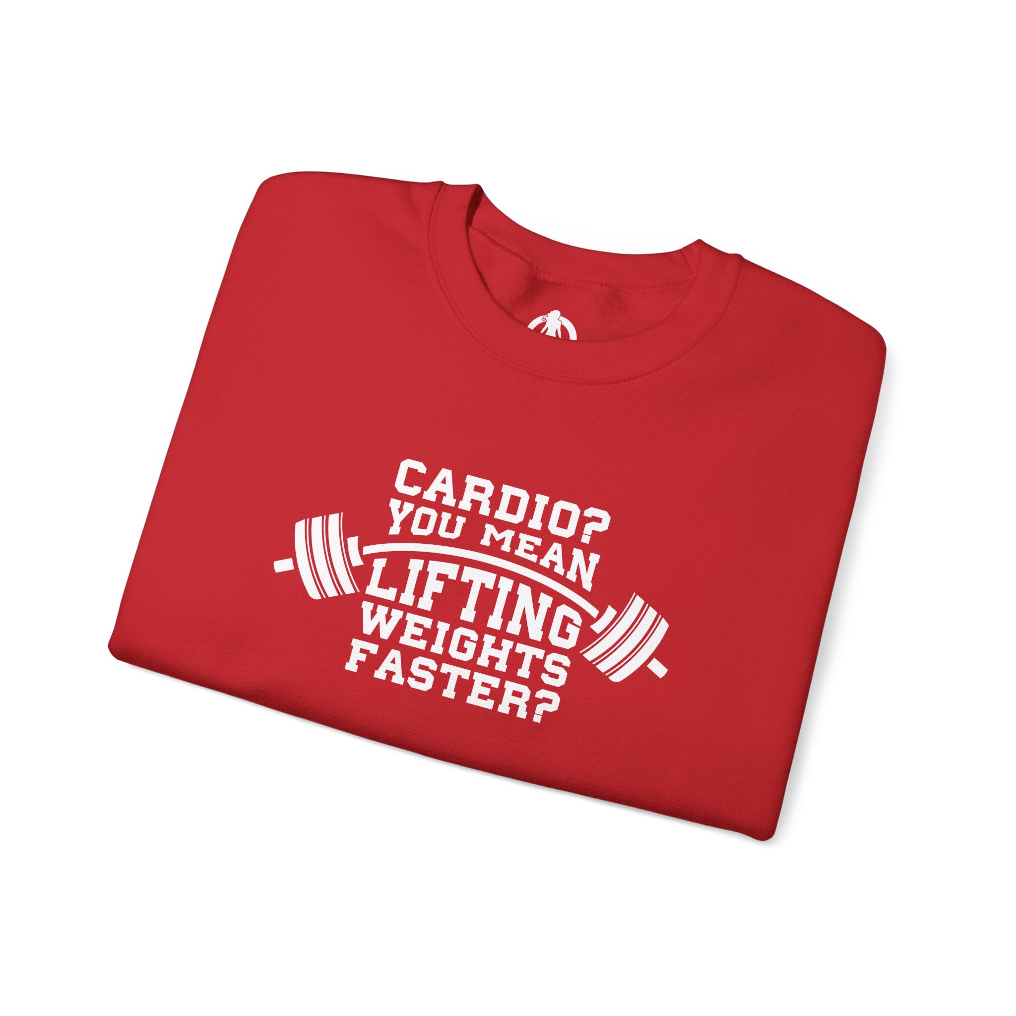 Cardio = Lift Weights Faster - Unisex Heavy Blend™ Crewneck Sweatshirt - Front  Logo