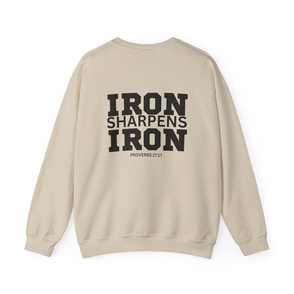 Iron Sharpens Iron - Unisex Heavy Blend™ Crewneck Sweatshirt - Front Black Logo - Front & Back Print